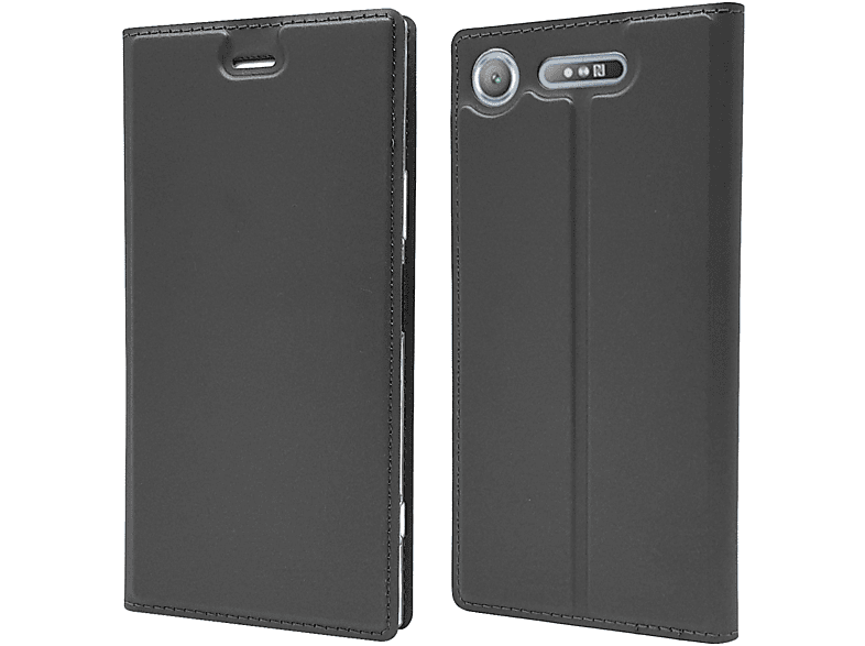 NALIA Flip Case Klapphülle XZ1, Xperia mit Flip Cover, Magnetverschluss, Sony, Schwarz