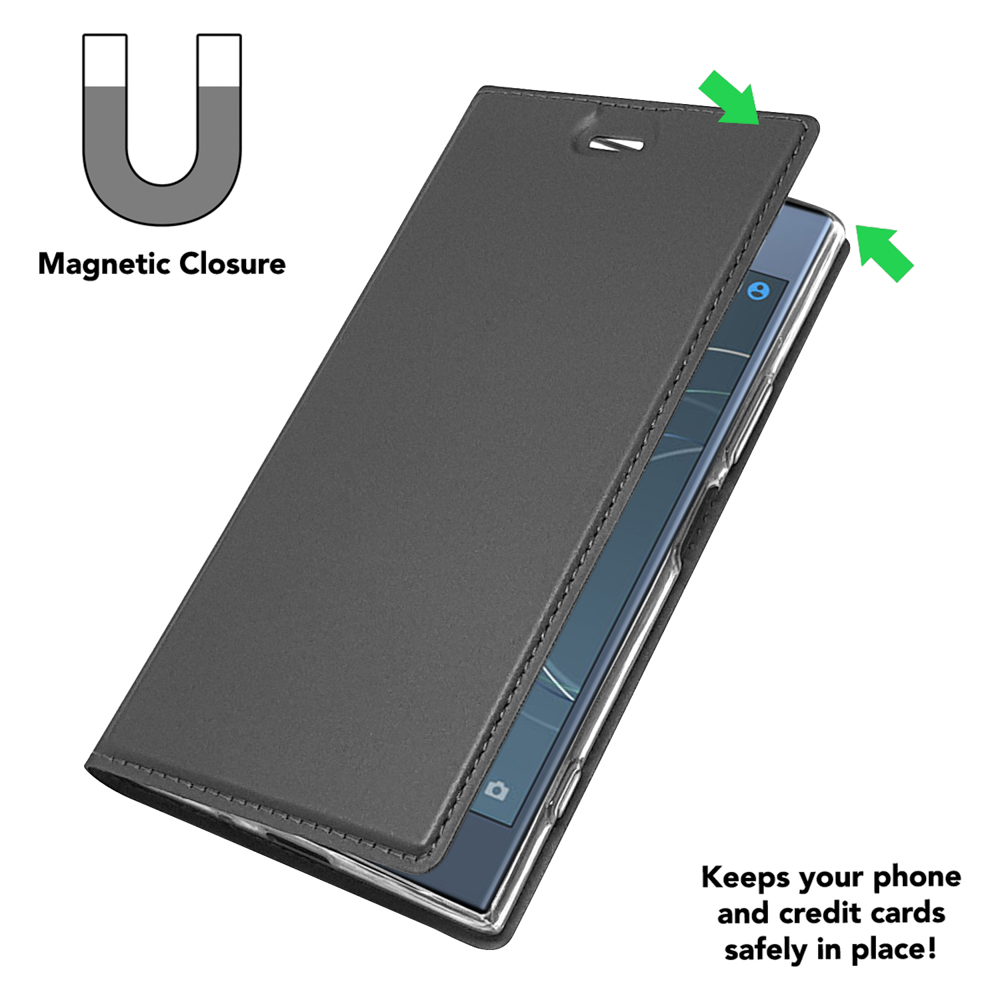 Flip Sony, Xperia Schwarz XZ1, Magnetverschluss, Case Klapphülle Cover, Flip NALIA mit