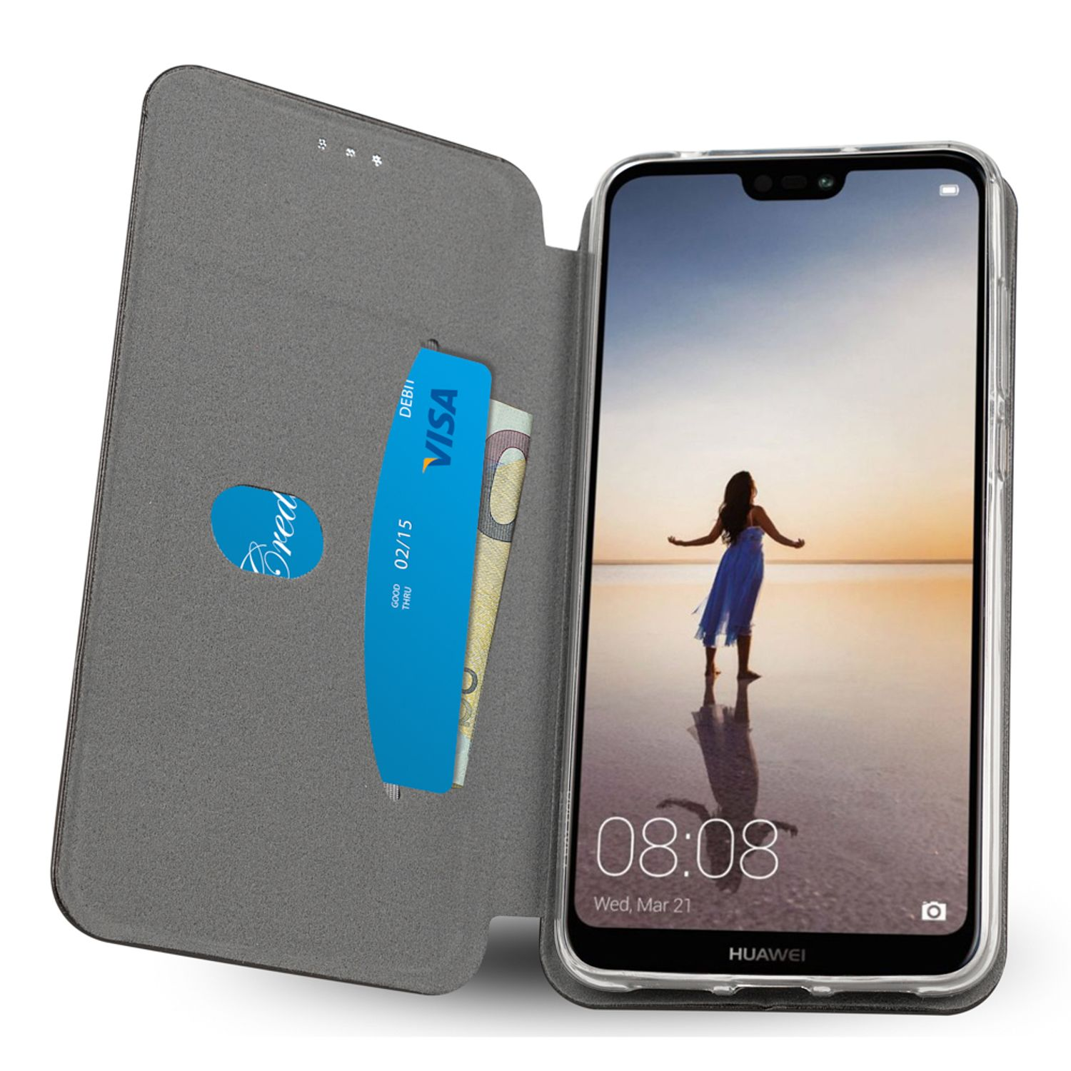 Flip mit Pro, Schwarz Flip Cover, Magnetverschluss, Case NALIA Huawei, Klapphülle P20