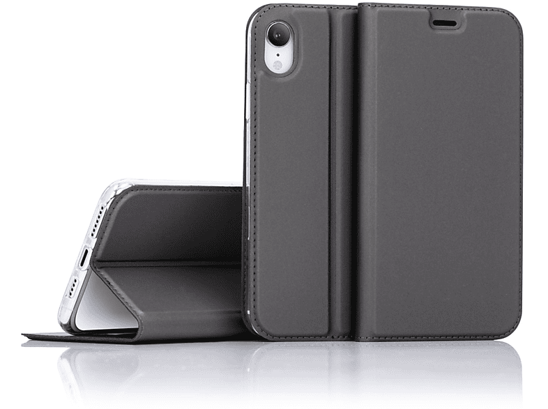 NALIA Flip Case Klapphülle mit Apple, XR, Schwarz Magnetverschluss, Cover, iPhone Flip