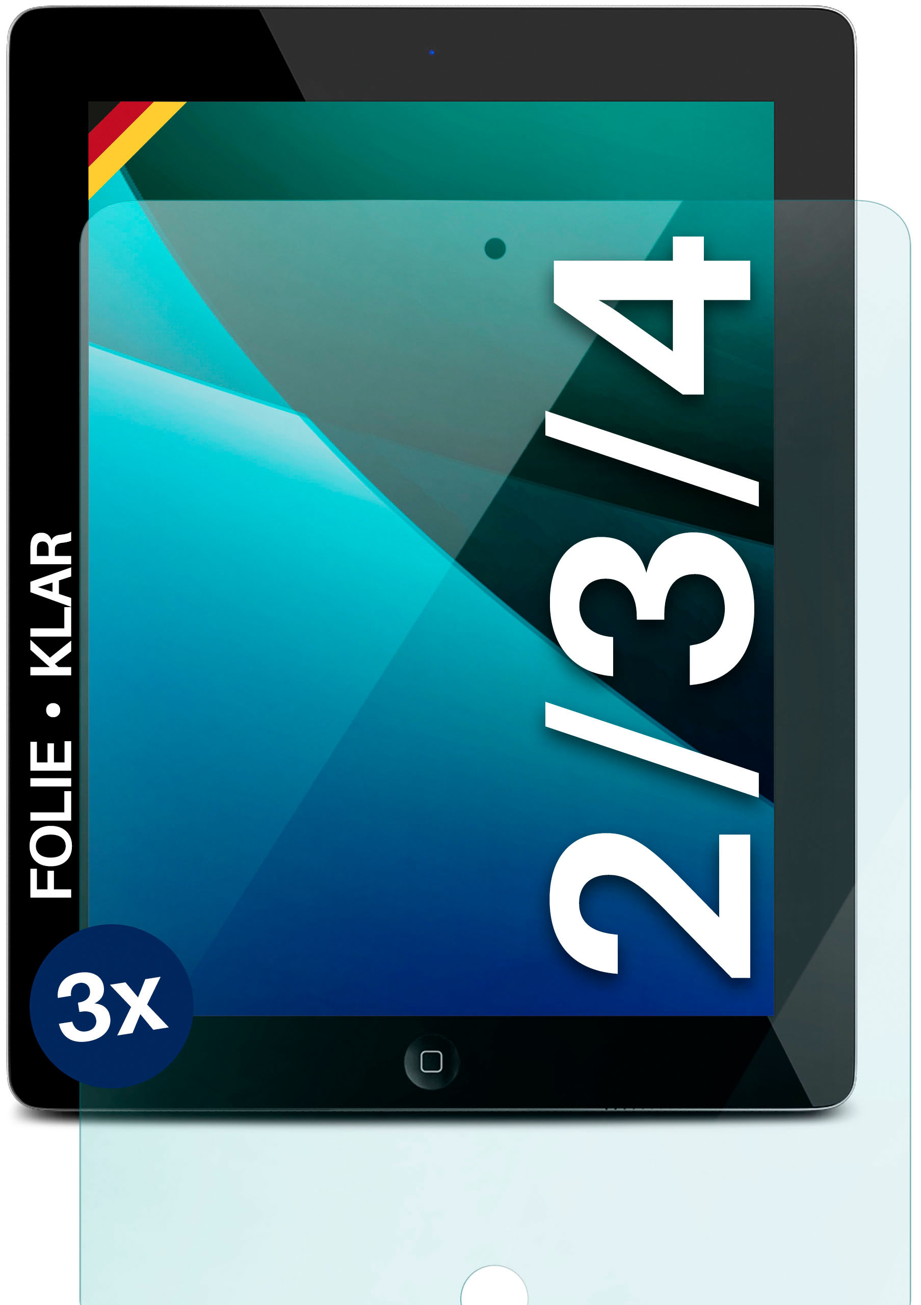 Schutzfolie, Displayschutz(für 3x klar MOEX 2/3/4) Apple iPad