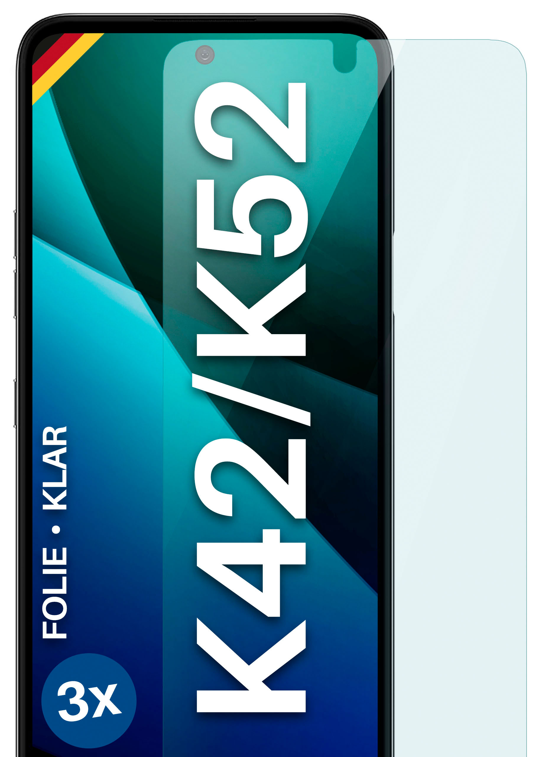 K42 / Schutzfolie, klar K52) 3x Displayschutz(für LG MOEX