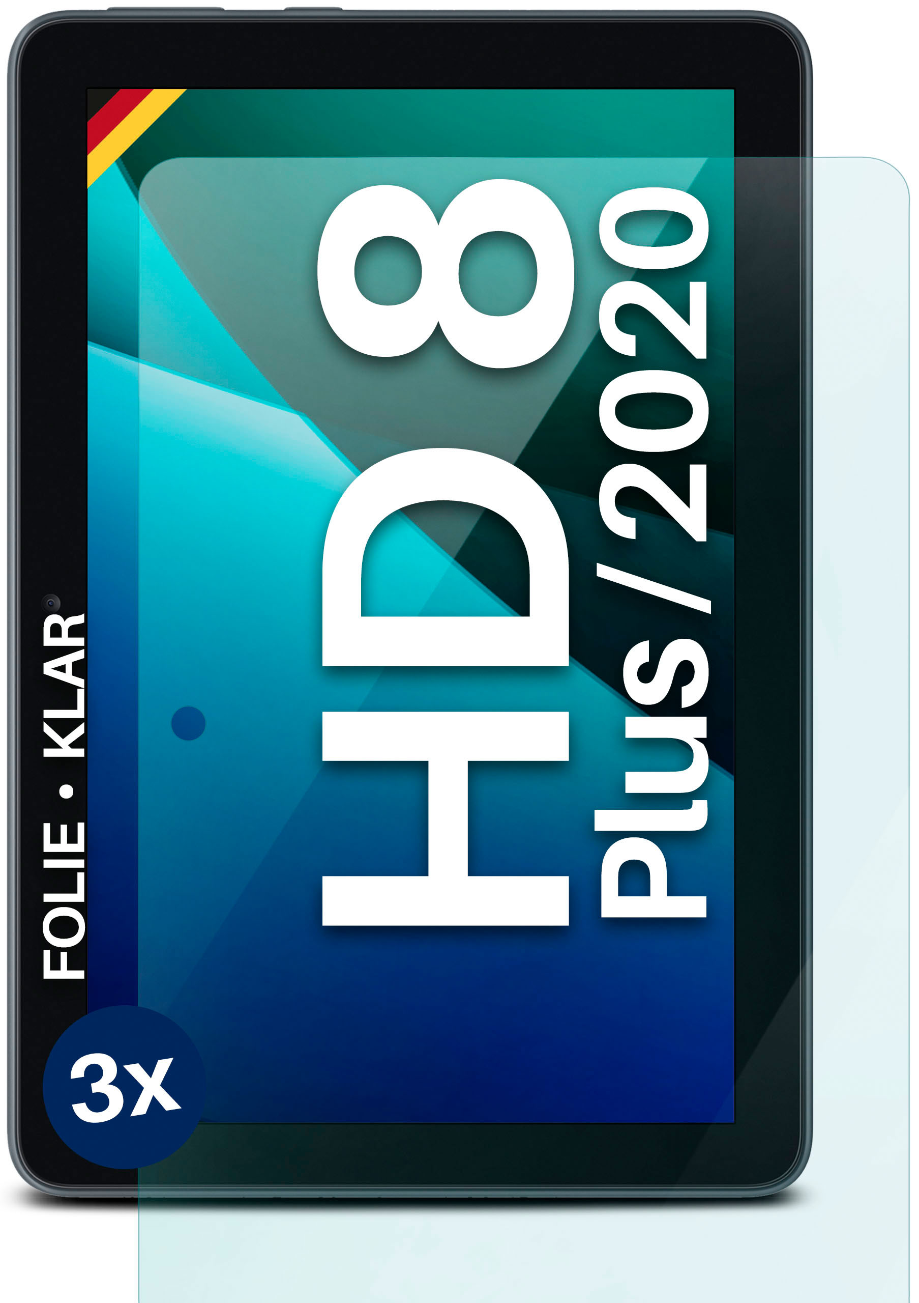 8 MOEX 3x (2020) Displayschutz(für HD Schutzfolie, Fire klar Amazon 8 HD Plus) /