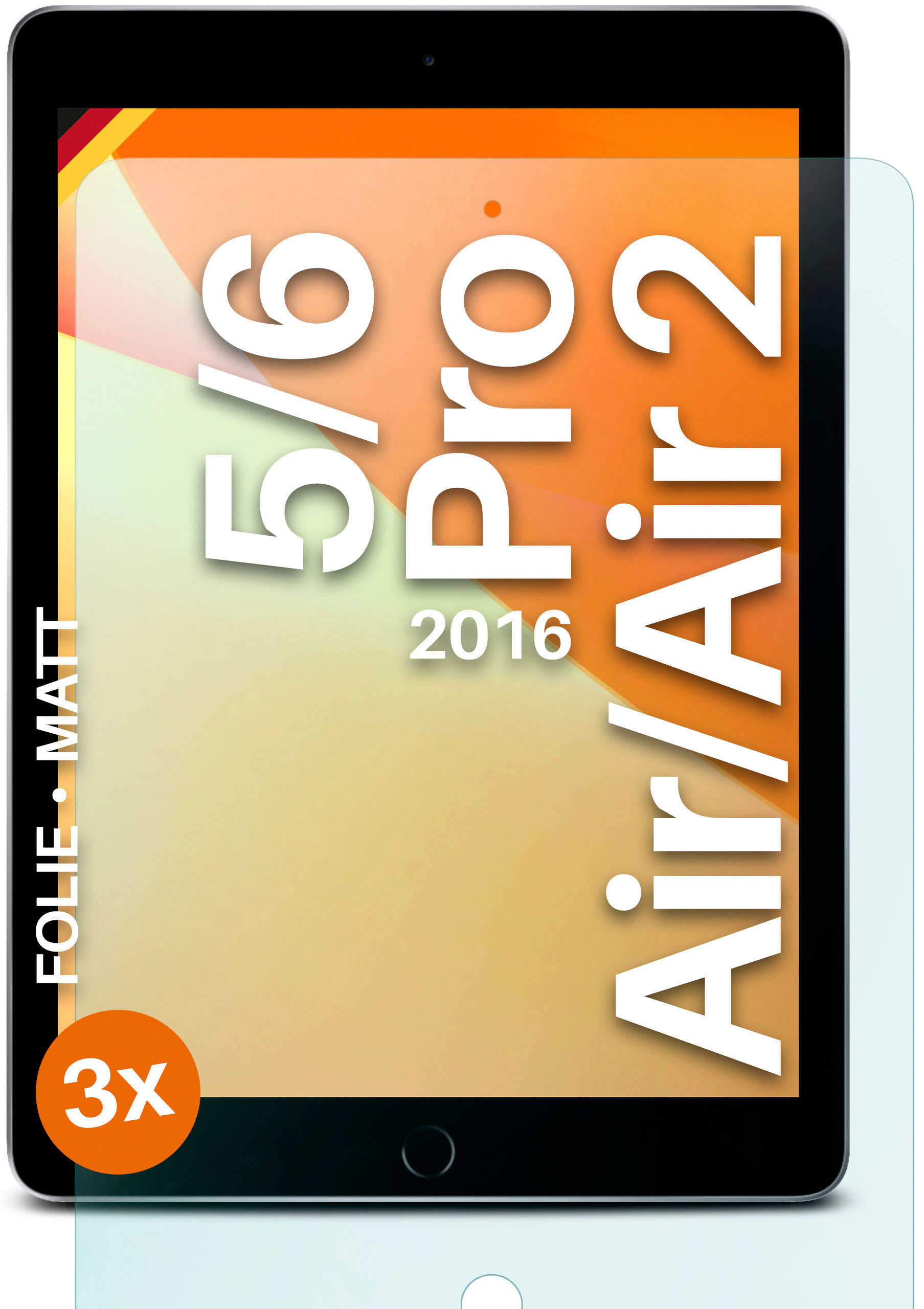 9.7) Schutzfolie, matt iPad 3x 5/6, 1/2, Displayschutz(für Air Pro Apple MOEX