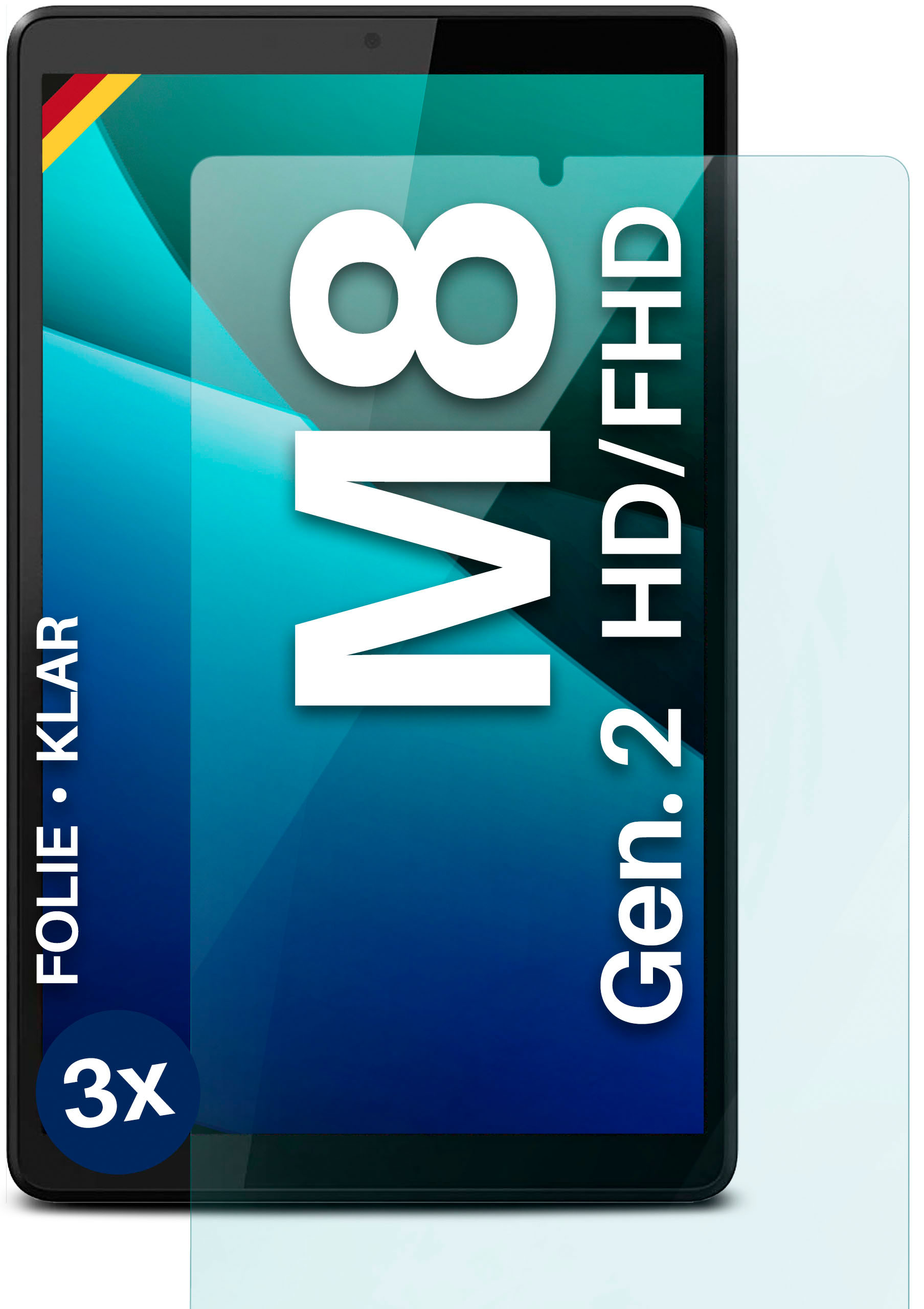 Tab Lenovo MOEX M8 HD/FHD) klar (2.Gen.) Schutzfolie, 3x Displayschutz(für