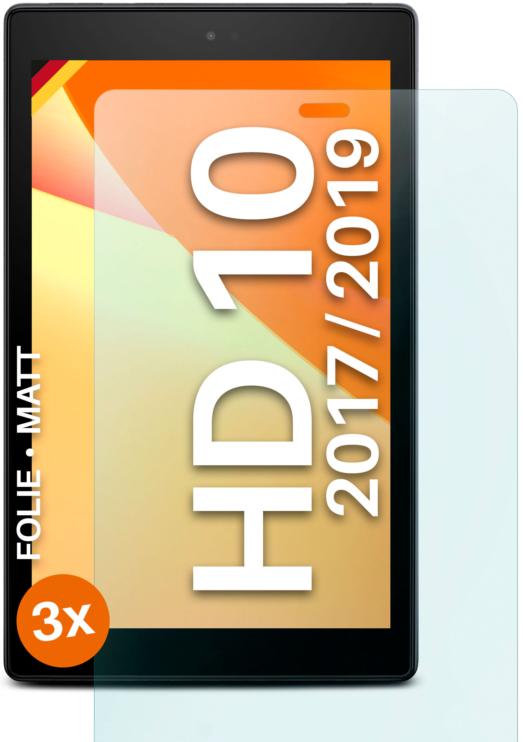 MOEX Amazon Fire 3x HD Displayschutz(für (2017/2019)) matt Schutzfolie, 10