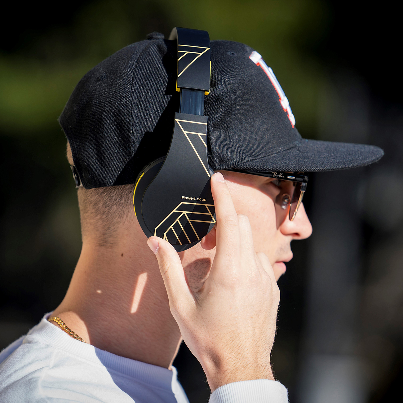 Bluetooth Kopfhörer Schwarz/Gelb POWERLOCUS P2, Over-ear