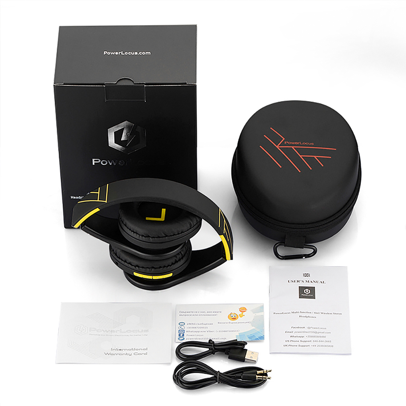 Bluetooth Kopfhörer Schwarz/Gelb POWERLOCUS P2, Over-ear