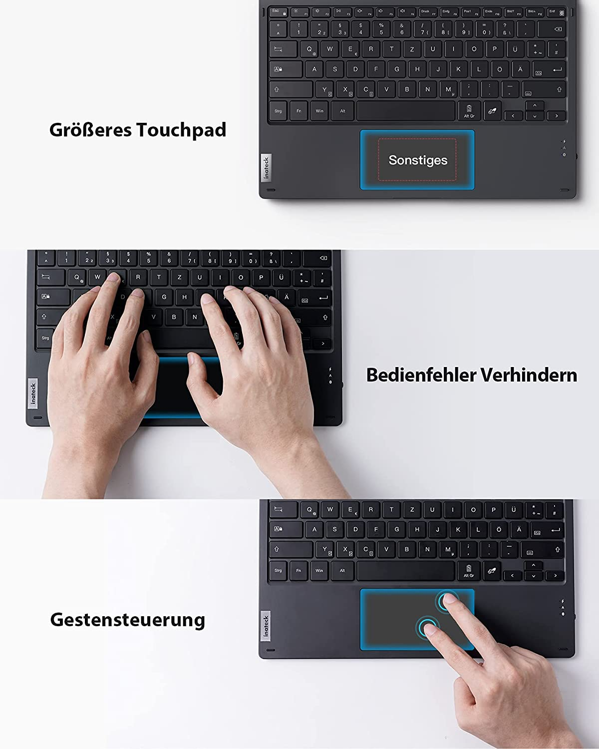 Pro Tastatur, INATECK 7/7+/ Kompatibel Surface 6/5/4, Tastatur mit Pro Surface