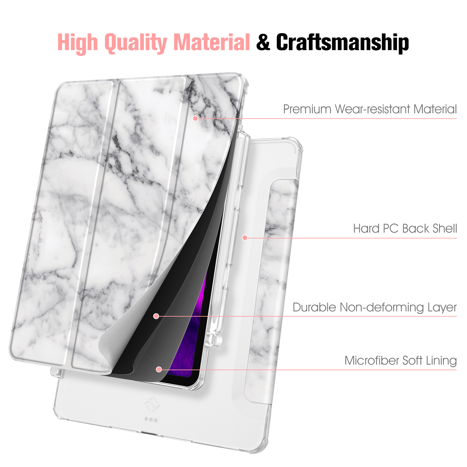 FINTIE Hülle Tablethülle Bookcover Marmor Apple Kunstleder, für Weiß
