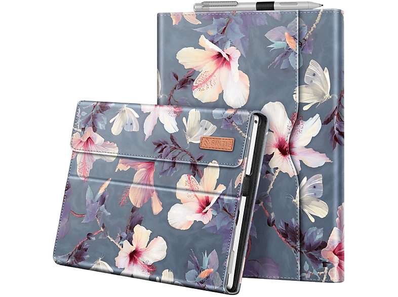 FINTIE Hülle Tablethülle Bookcover für Microsoft Kunstleder, Blühender Hibiskus