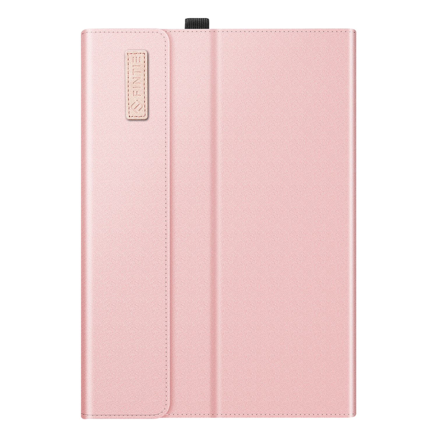 Eine rosa Tablethülle mit Magnetverschluss. Die Hülle ist geschlossen und zeigt eine glatte Oberfläche.