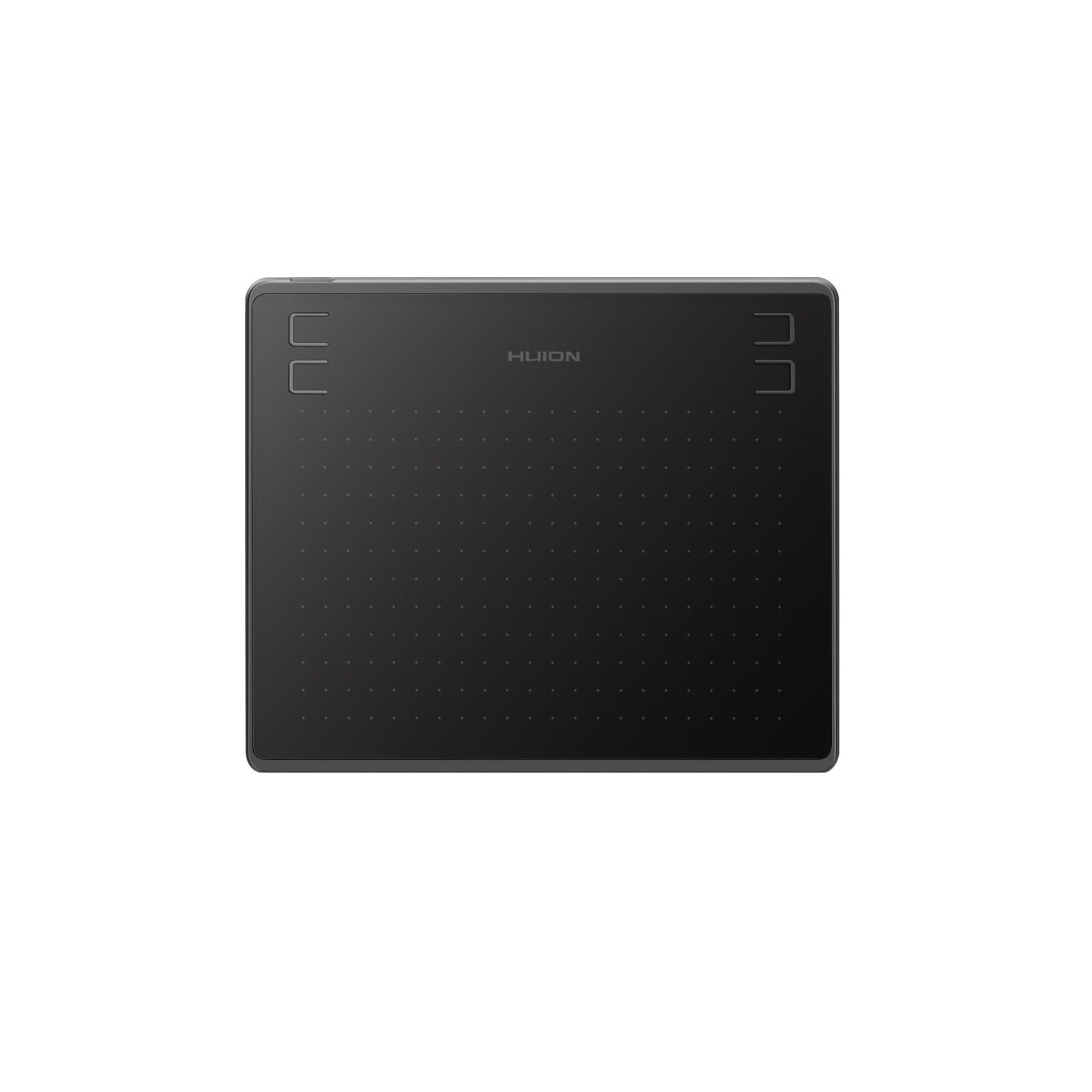 Czarny tablet do rysowania z trzema przyciskami. Jednolita czarna powierzchnia. Czysty, prosty design.