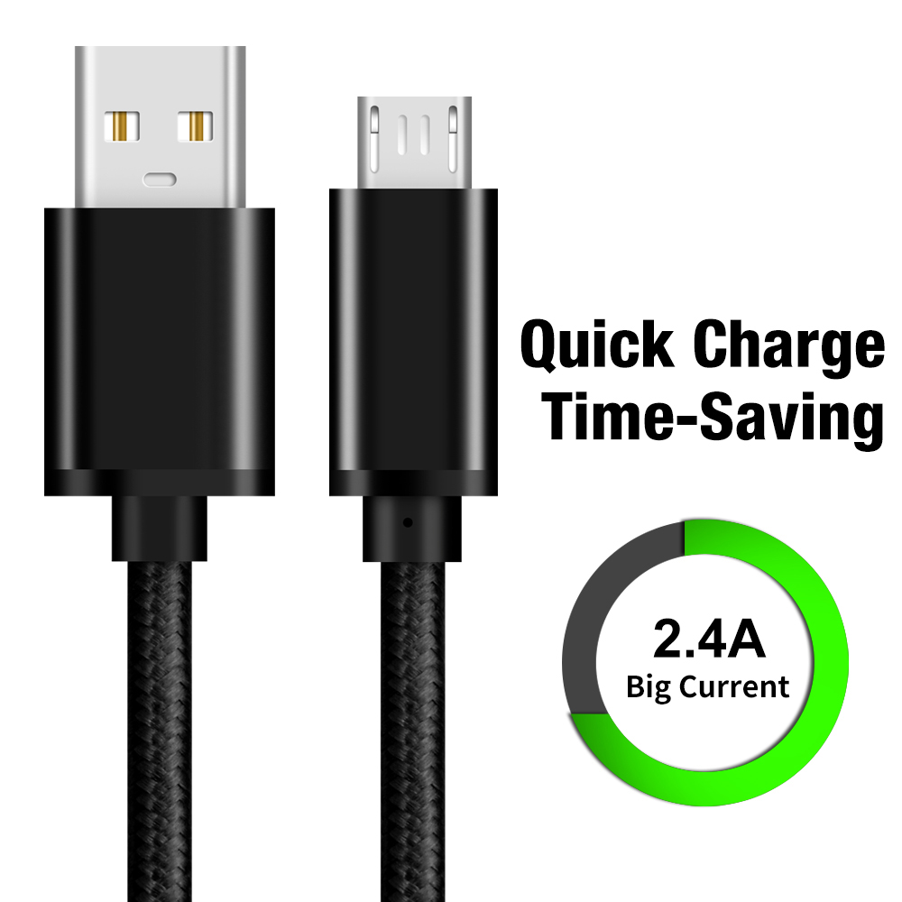 Zwei schwarze USB-Kabel. Eines ist USB-A, das andere USB-C. Text sagt Schnellladung.