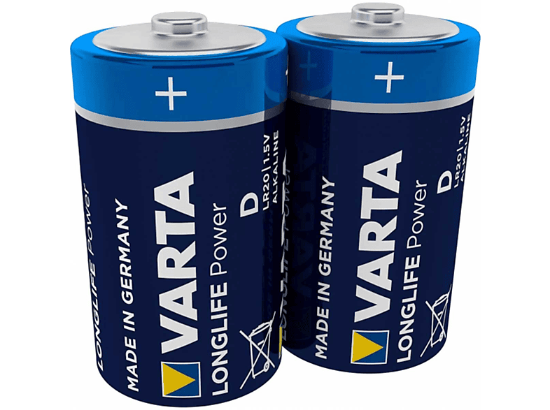 VARTA Longlife D Batterie Batterie, AlMn, Blister) Mando Distancia 1.5 (2er LR20 Ah Power Mono 16.5 Volt, 4920
