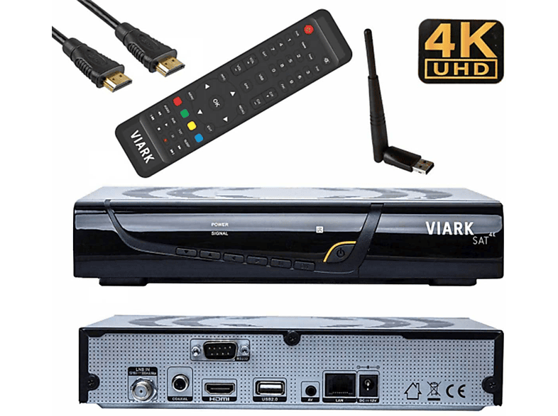 Receptor satélite VIARK SAT 4K, Multistream, DVB-SX2, WiFi,color Negro