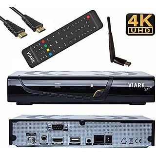 Receptor satélite - VIARK SAT 4K, 1 x HDMI, 2 x USB, Negro