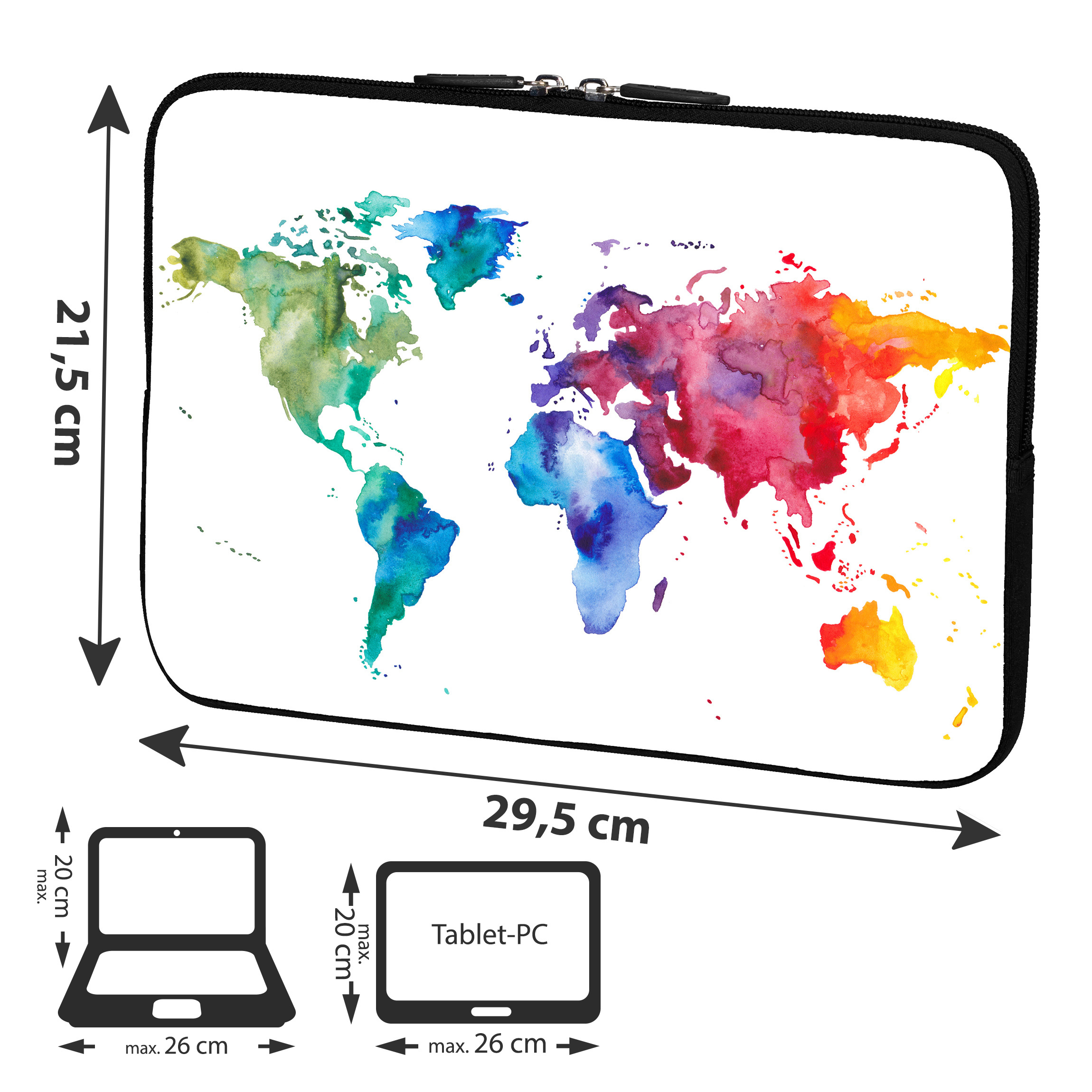 (25,6 Universal Color Zoll World Tablettasche für Hülle 10,1 cm) PEDEA World\
