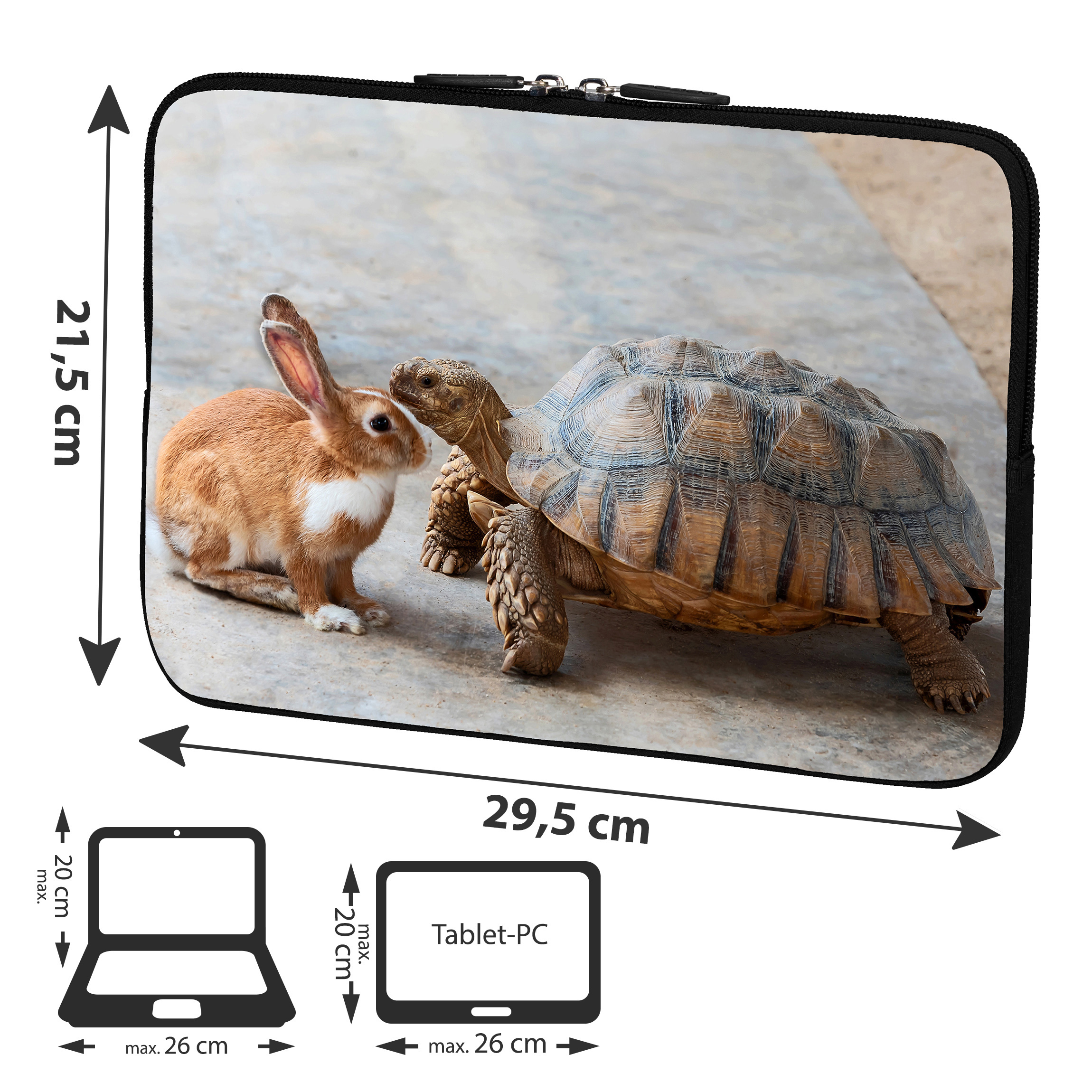 cm) Rabbit Neopren, Sleeve (25,6 PEDEA Tablettasche Universal & Turtle \
