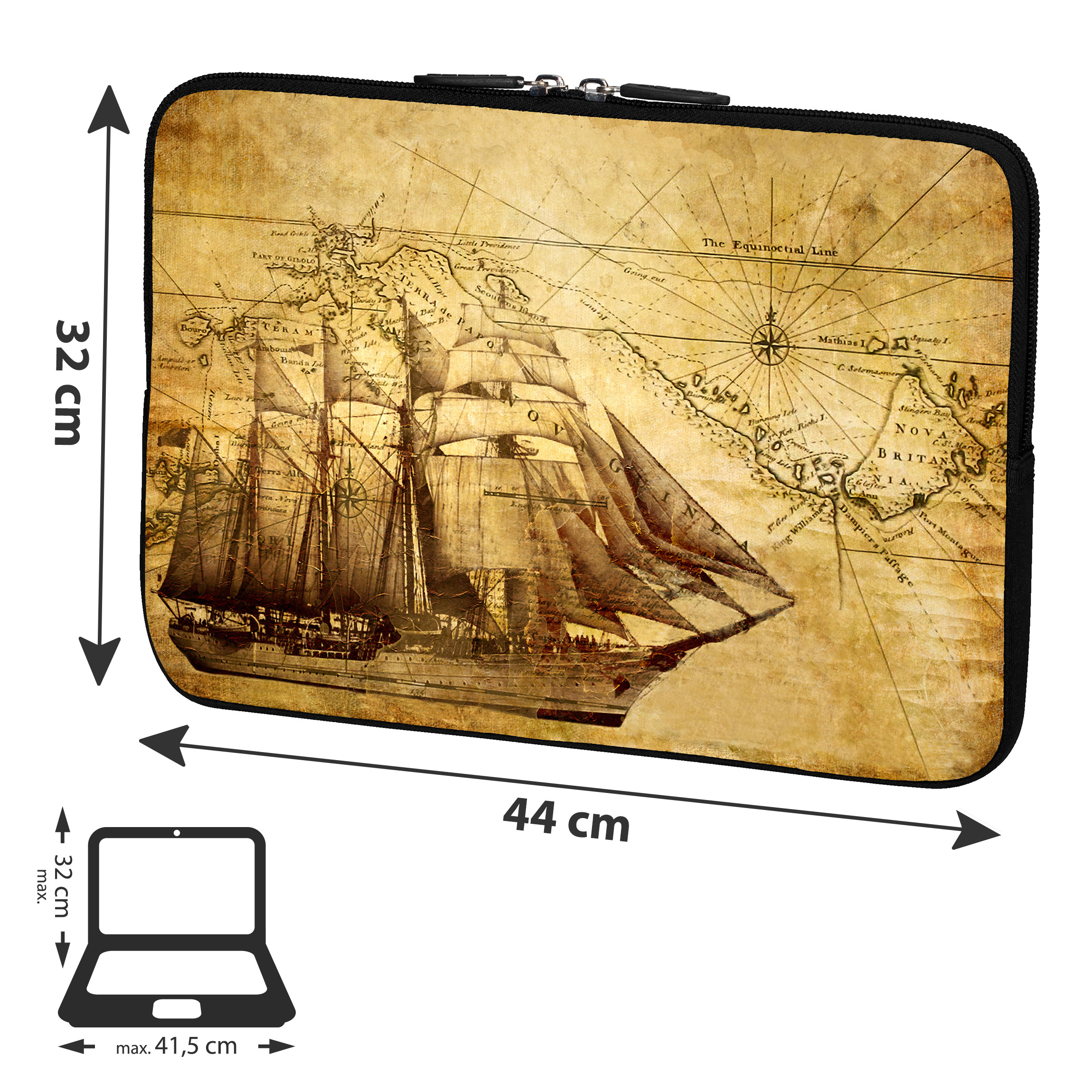 PEDEA Laptop 17,3 Ship Sleeve Sleeve Notebook Universal (43,9 Sailing Hülle cm) \
