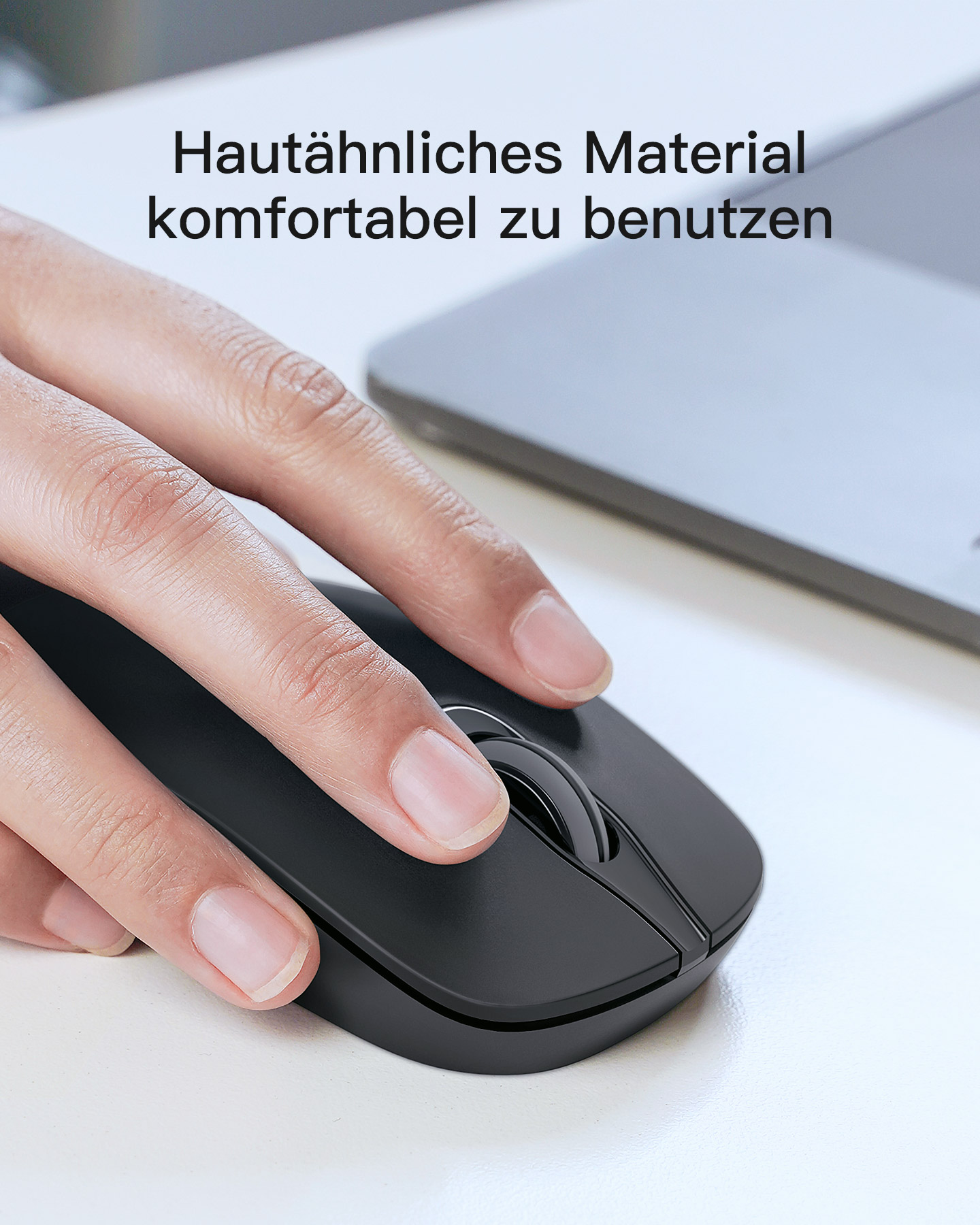 INATECK kabellose Maus, 2.4 C GHz USB A Funkmaus DPI Type Drahtlose Maus, schwarz Empfänger 1500 und Maus, Silent mit