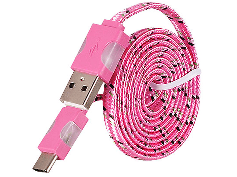 LED C Typ Licht COFI USB Nylon 1m Violett Datenkabel, Ladekabel,