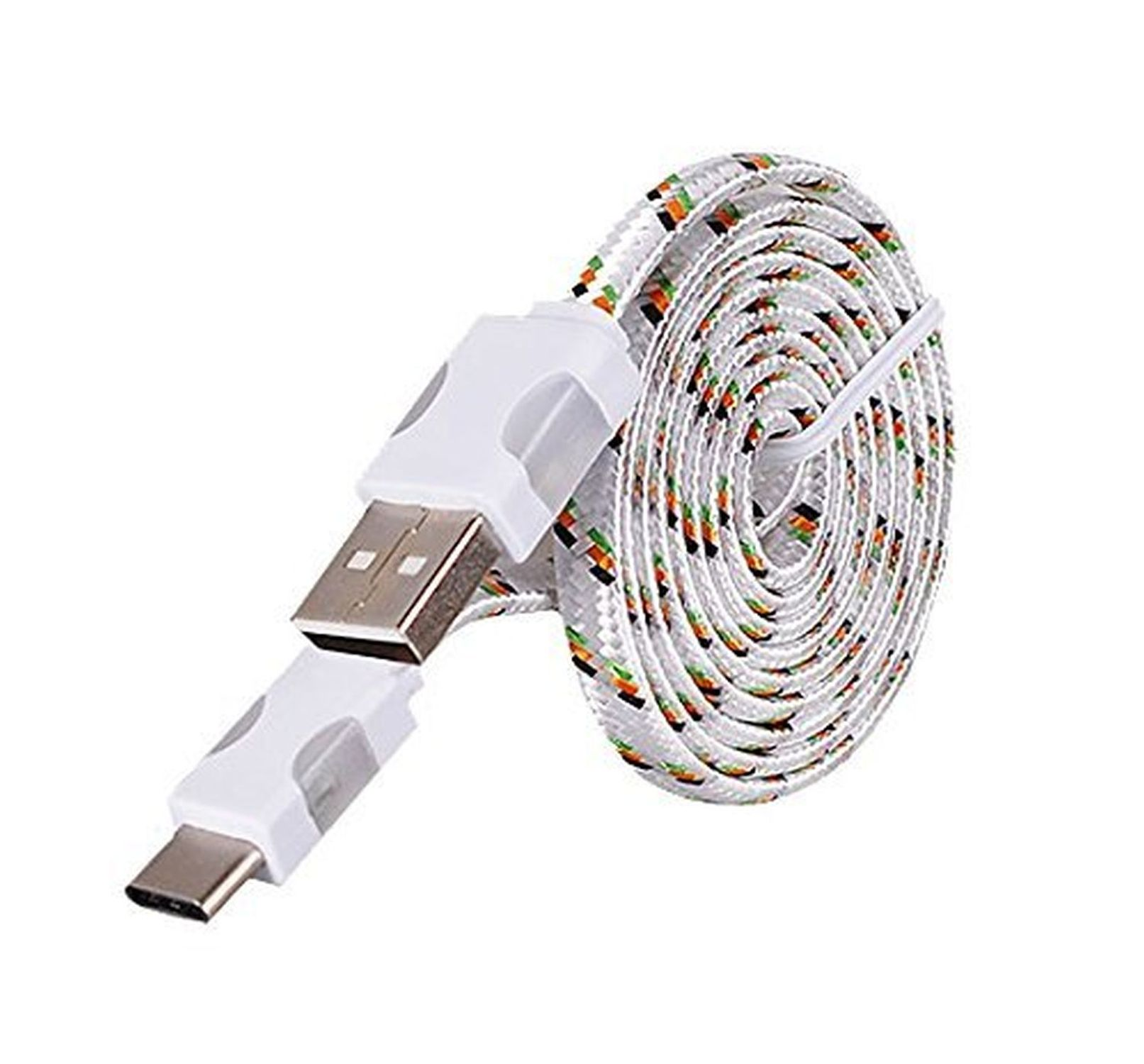 Typ Weiß Nylon, COFI C Ladekabel, LED Licht 1m USB