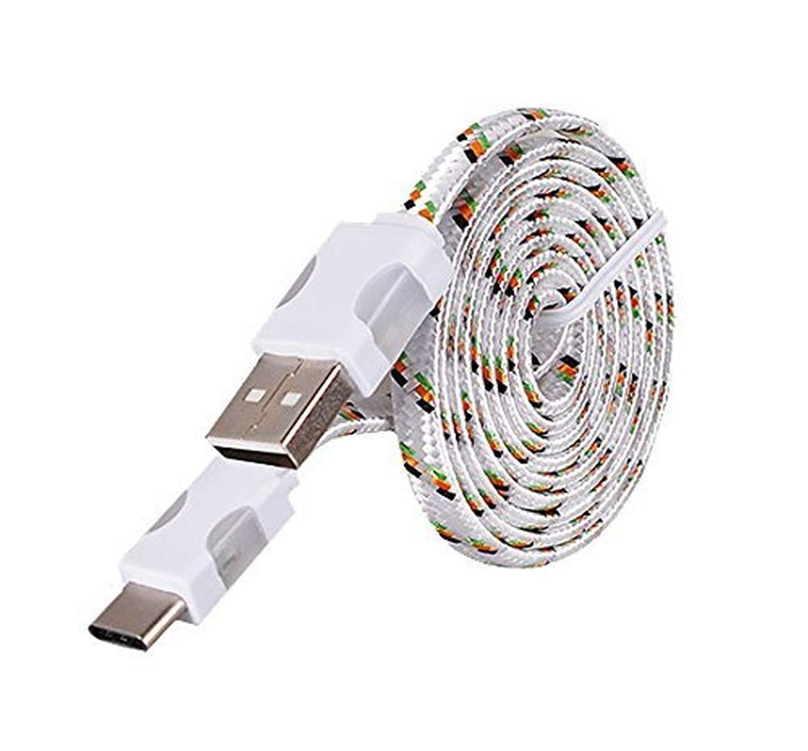 1m Licht C USB Nylon, LED Weiß COFI Ladekabel, Typ