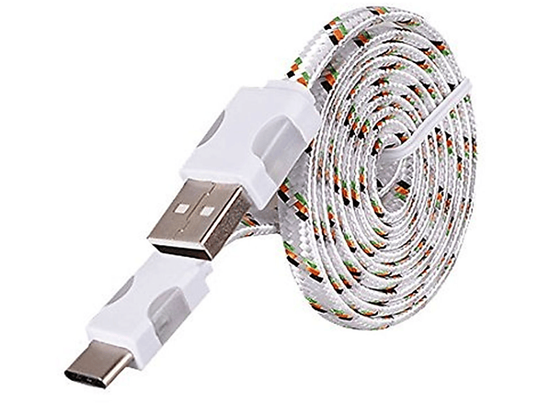 COFI 1m USB Typ Nylon, Weiß Licht Ladekabel, LED C