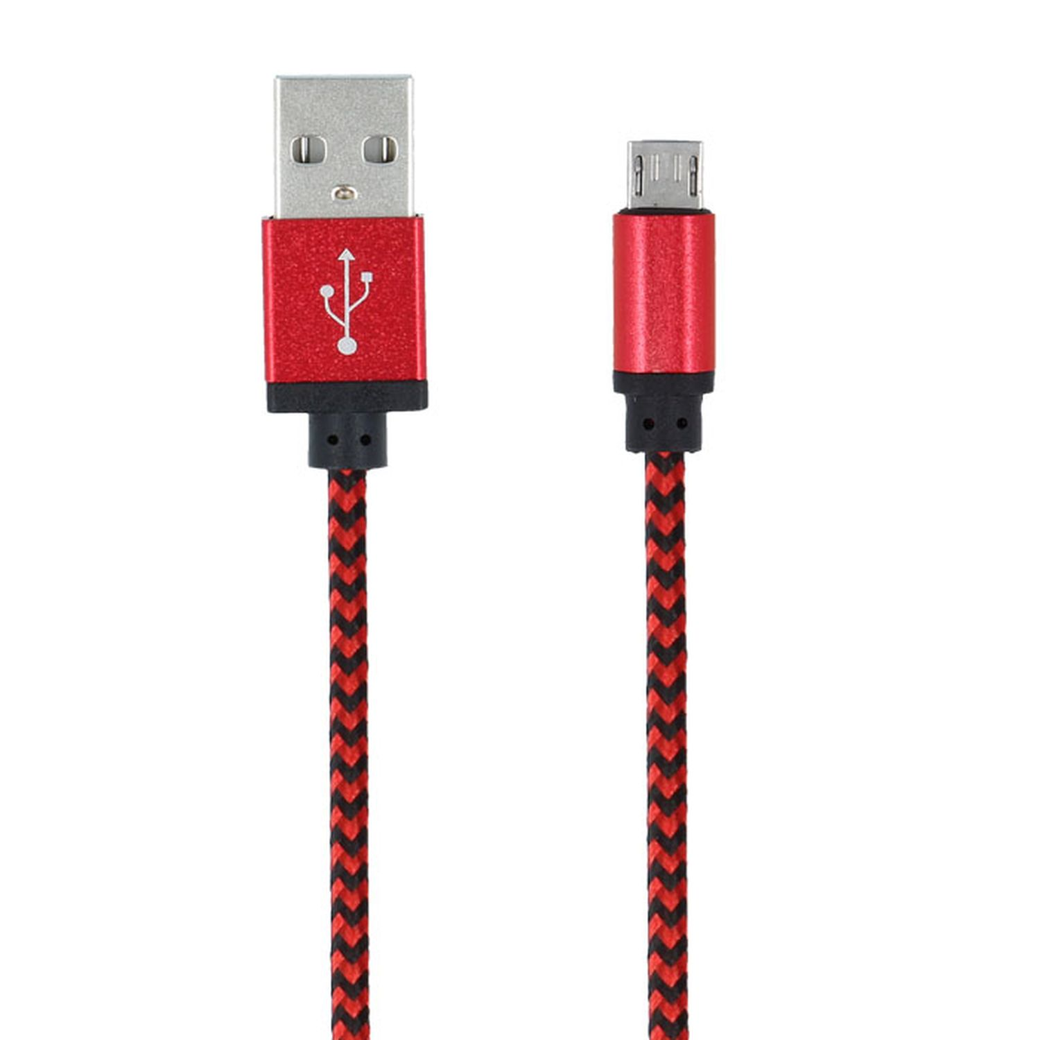 FOREVER 1m Micro USB Geflochten Datenkabel Handy, Rot, Samsung, Rot LG Huawei, Ladekabel, Nylon Sony, für Ladekabel Android