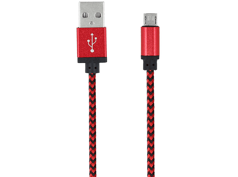 FOREVER 1m Micro USB Ladekabel Nylon Geflochten Datenkabel für Handy, Android, Samsung, Sony, Huawei, LG Rot, Ladekabel, Rot