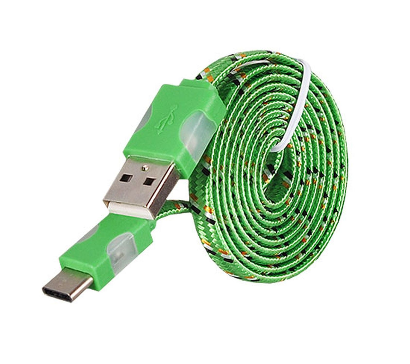 Grün Licht USB Nylon, LED C 1m Ladekabel, Typ COFI