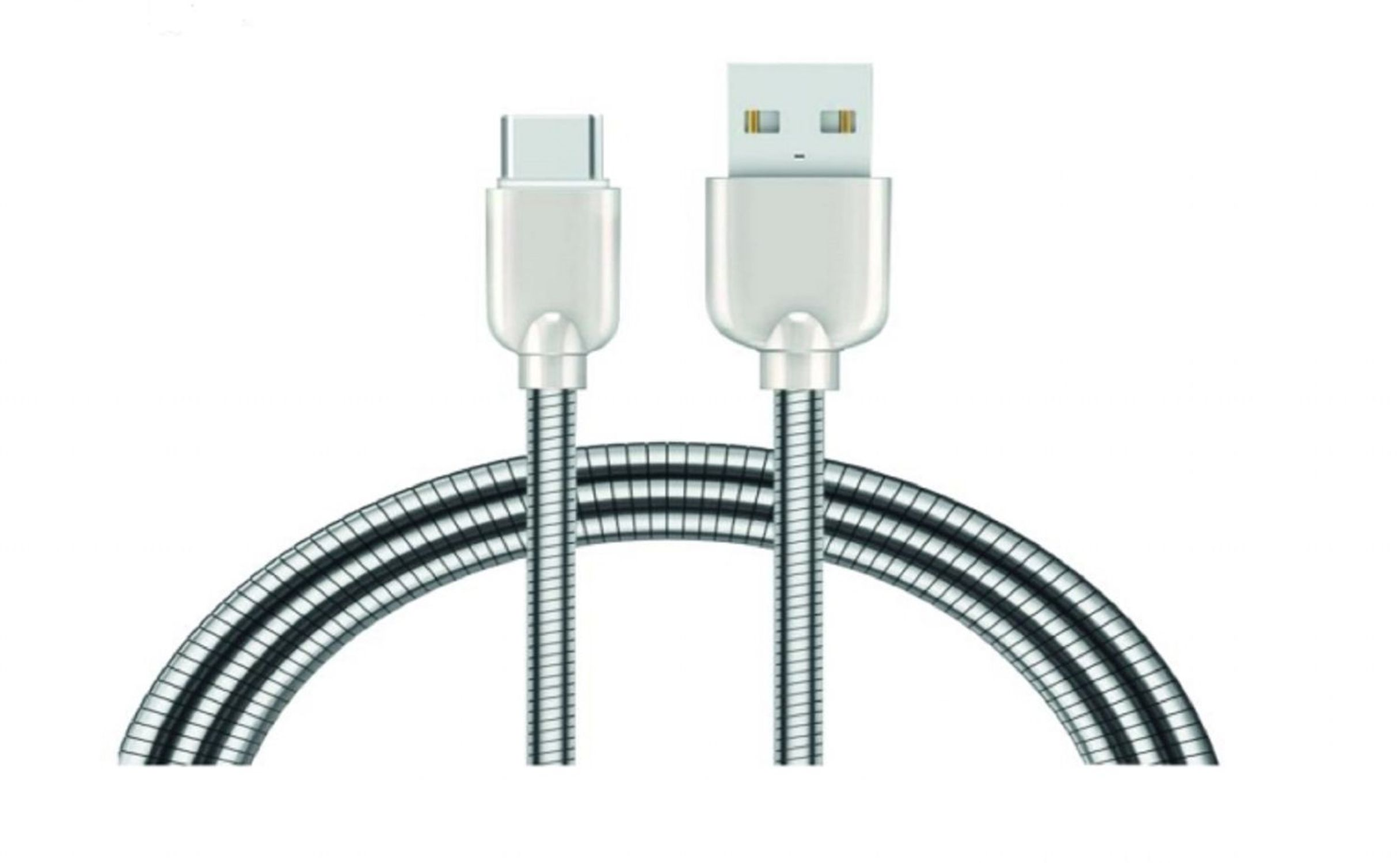 SUNIX 1m 2A Metall, Flexibel Typ Ladekabel, Silber USB C