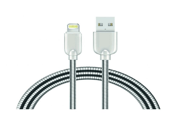 Flexibel Ladekabel, Lightning Datenkabel, 2A iPhone 1m (iOS) Silber SUNIX Metall