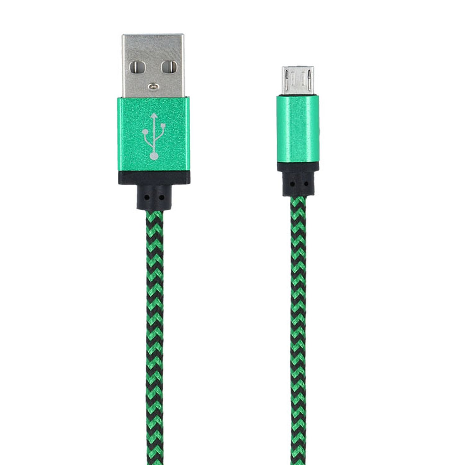 Ladekabel, Grün geflochten, FOREVER USB 1m Micro