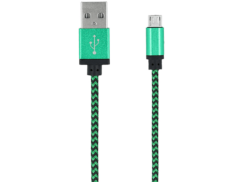 Ladekabel, Grün geflochten, FOREVER USB 1m Micro