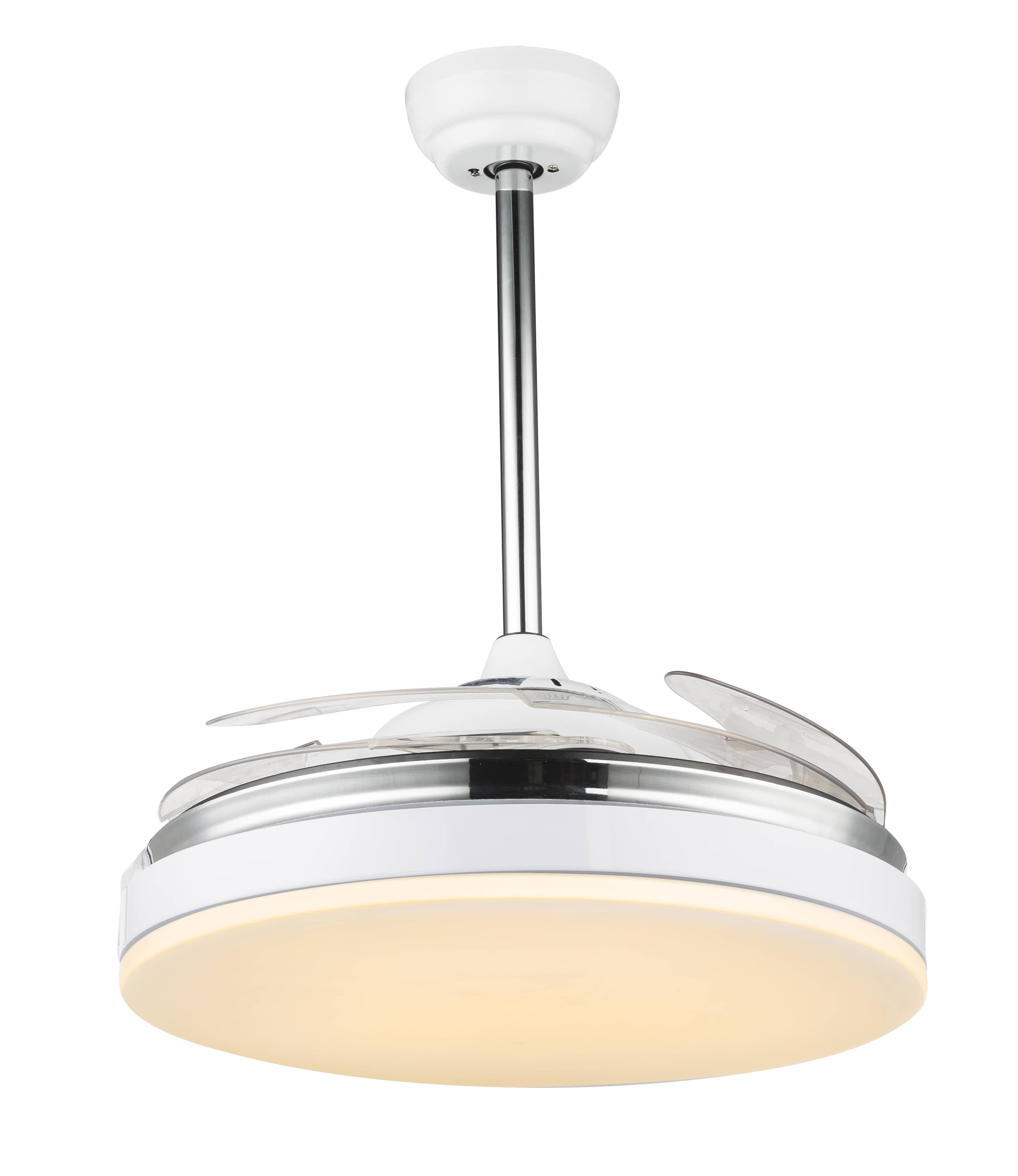 Ein weißer Deckenventilator mit Licht.