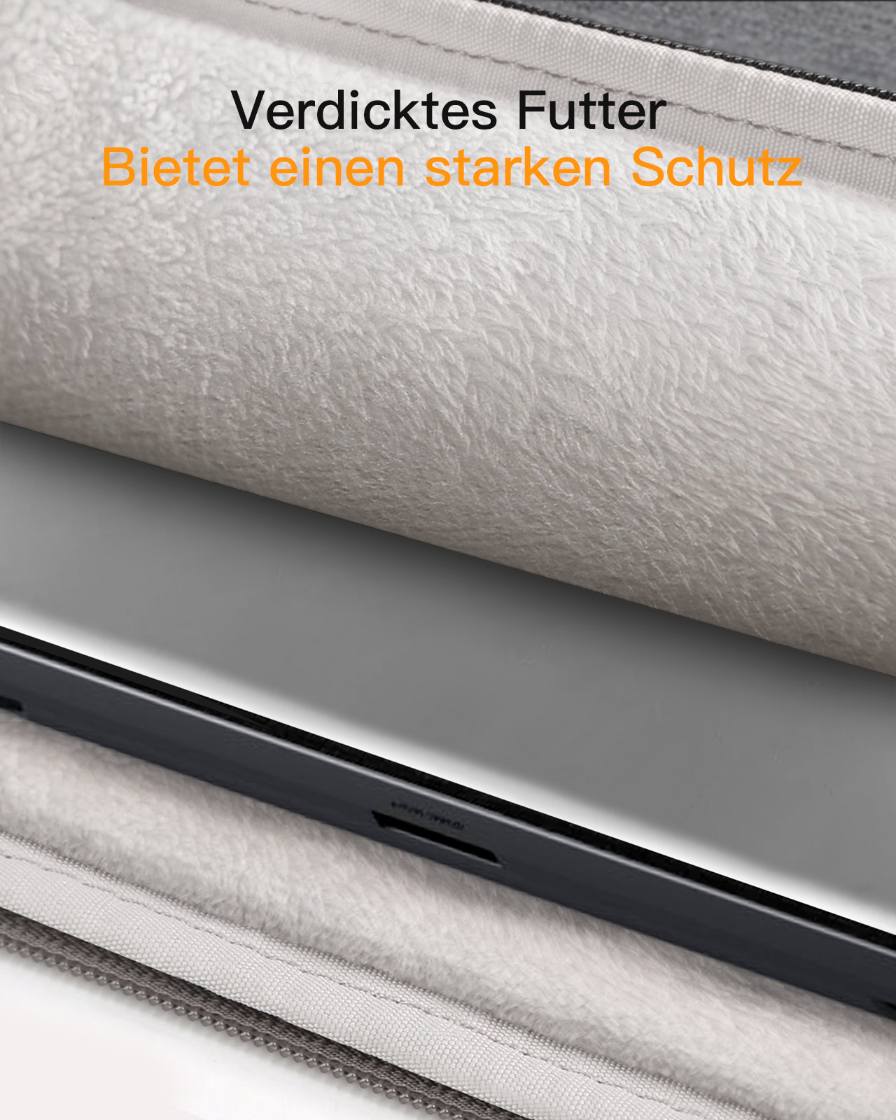 Nahaufnahme einer Handyhülle mit weichem Innenfutter, bietet starken Schutz.