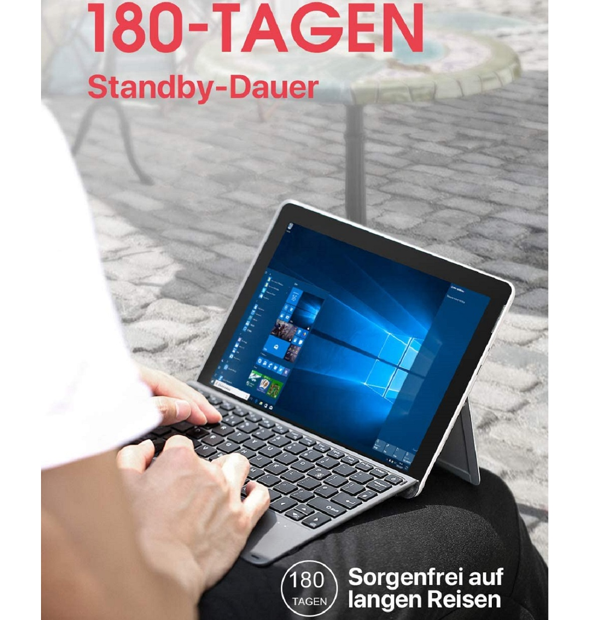 INATECK Tastatur für Surface 5.1, Tablet-Tastatur Trackpad, (1&2&3 Hintergrundbeleuchtung, Generation), Farben Bluetooth Go 7