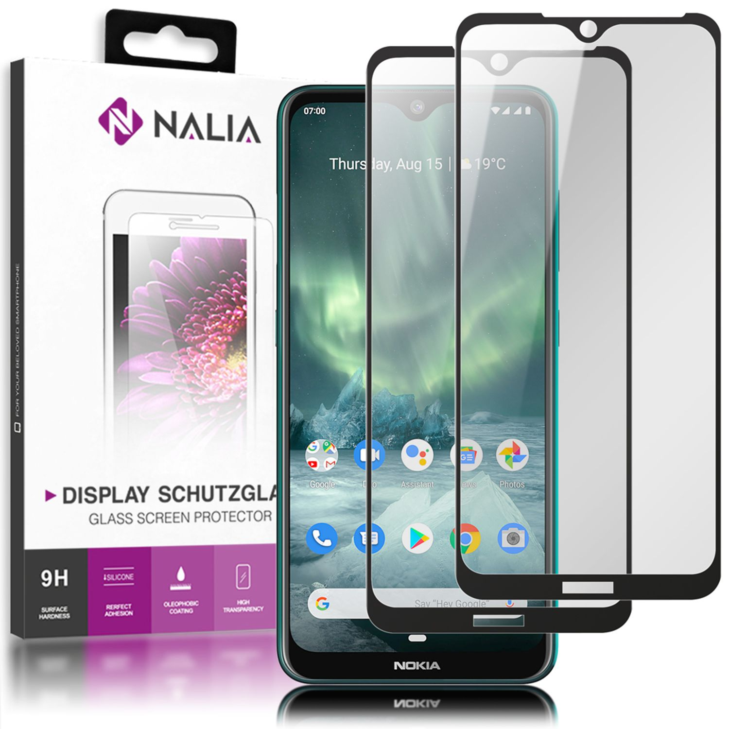 NALIA Schutzglas Nokia 7.2) (2-Pack) Displayschutz(für