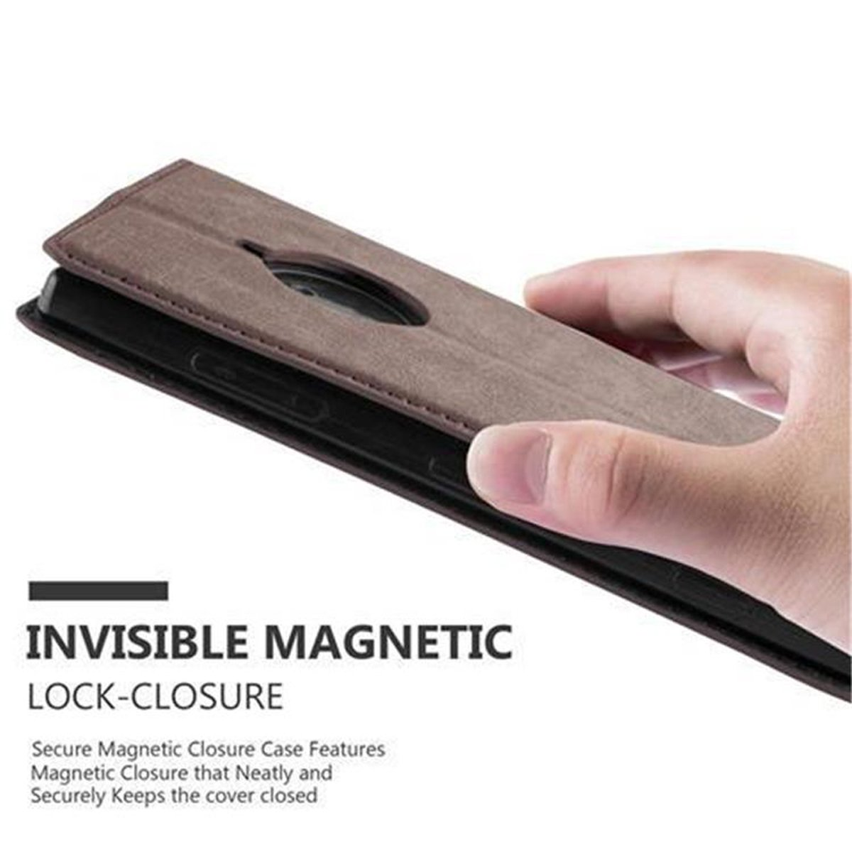 CADORABO Book Hülle Invisible Magnet, 830, BRAUN Nokia, KAFFEE Bookcover, Lumia