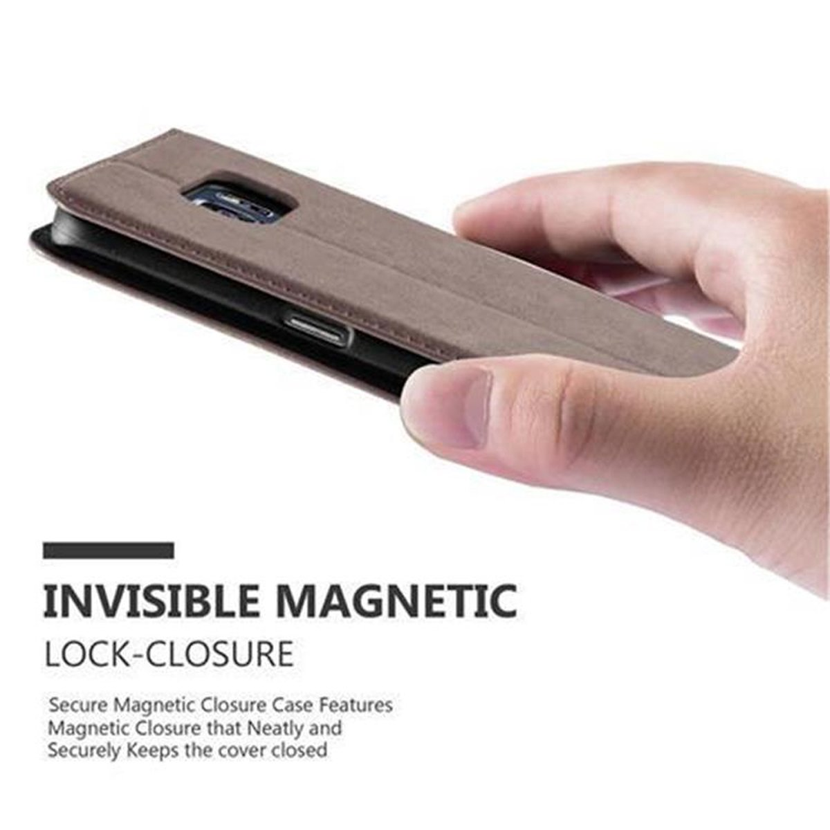 CADORABO Book Hülle Invisible Magnet, BRAUN EDGE, S6 Galaxy Samsung, KAFFEE Bookcover