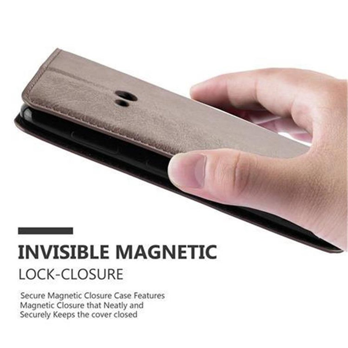 CADORABO Book Hülle Invisible Magnet, Bookcover, Nokia, BRAUN KAFFEE Lumia 625