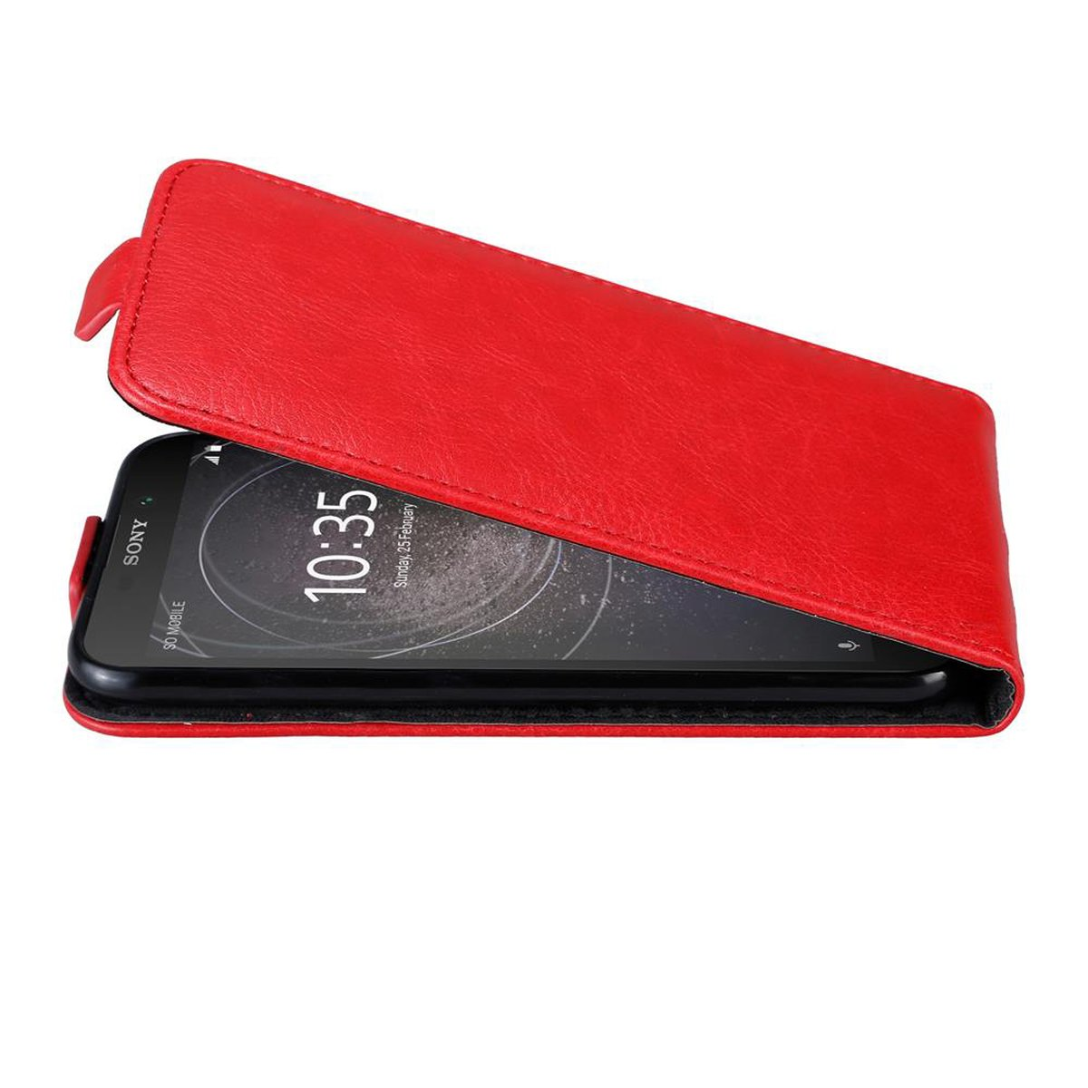 L2, Xperia ROT Hülle Flip Sony, Flip APFEL Cover, CADORABO im Style,