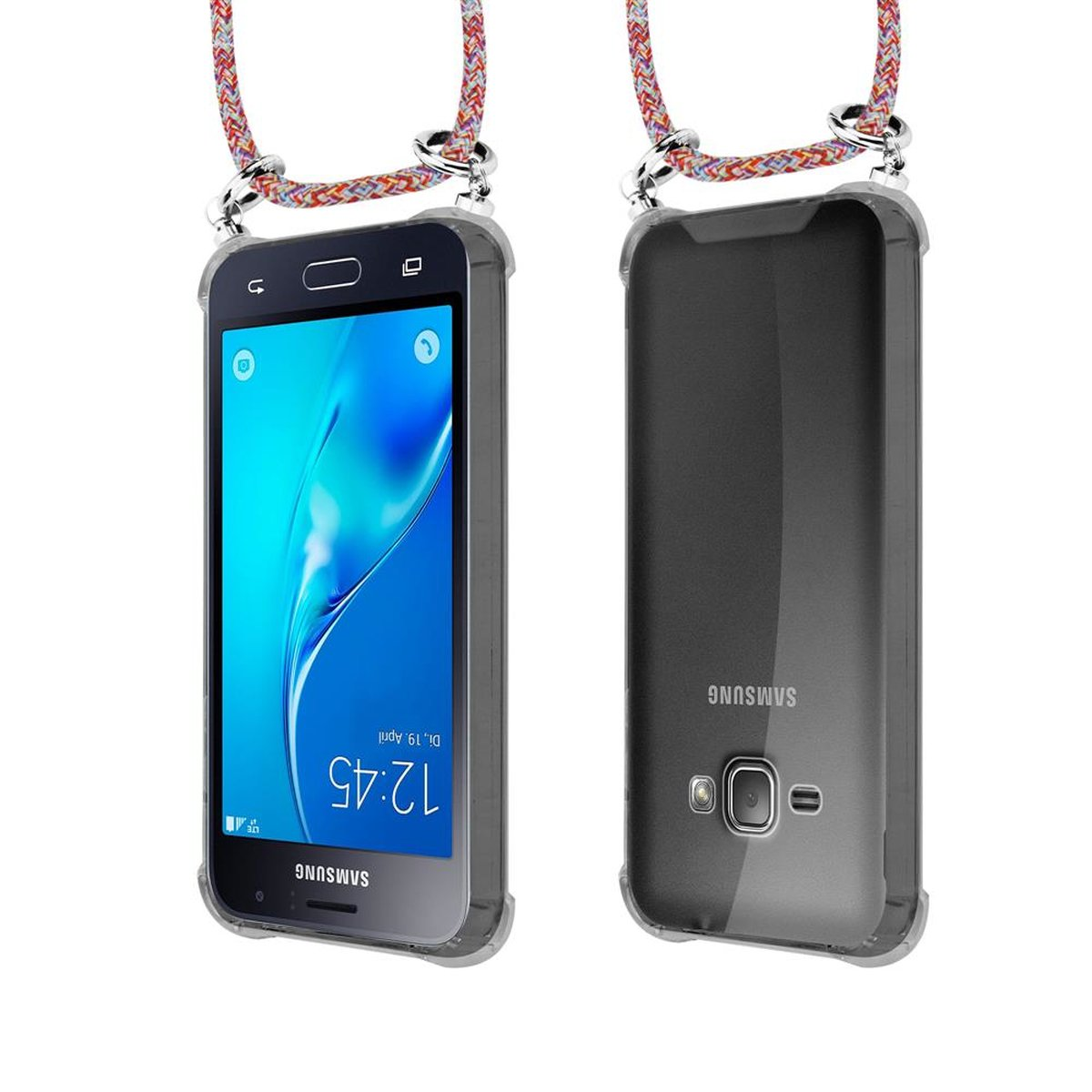 CADORABO J1 Kordel Band mit Galaxy und Silber PARROT Hülle, 2016, Kette Ringen, COLORFUL Handy Samsung, Backcover, abnehmbarer