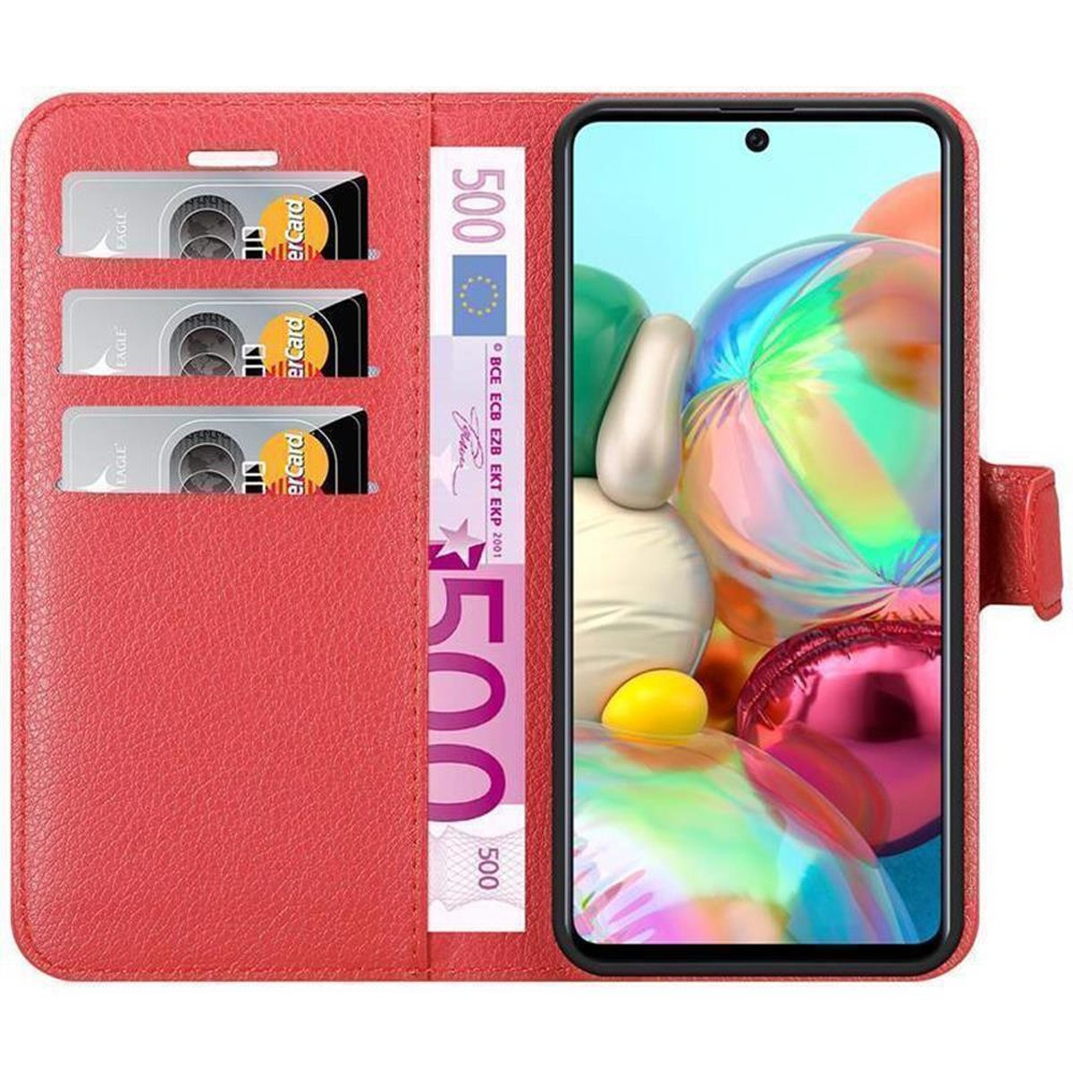 CADORABO Galaxy KARMIN Book Standfunktion, 4G, Hülle Bookcover, Samsung, A71 ROT