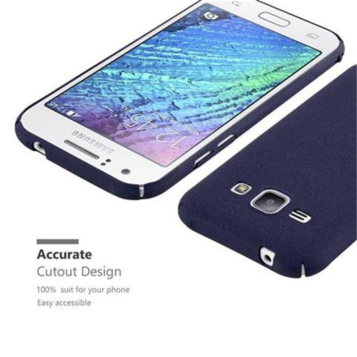 CADORABO Hülle im J1 Samsung, Hard Backcover, BLAU Galaxy 2015, FROSTY Style, Case Frosty