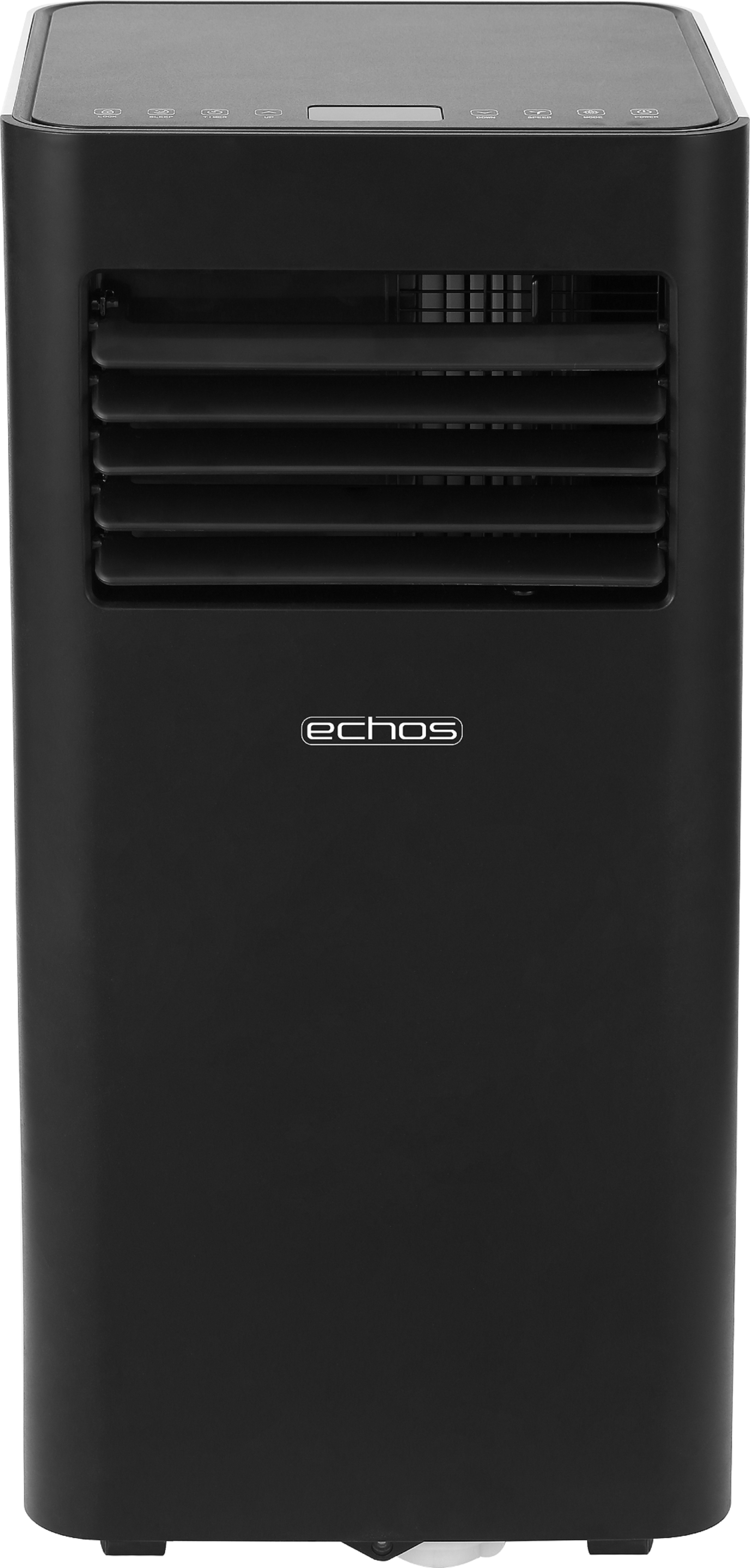 Ein schwarzer Luftkühler mit schlichtem Design. Der Markenname 'echos' ist vorne.