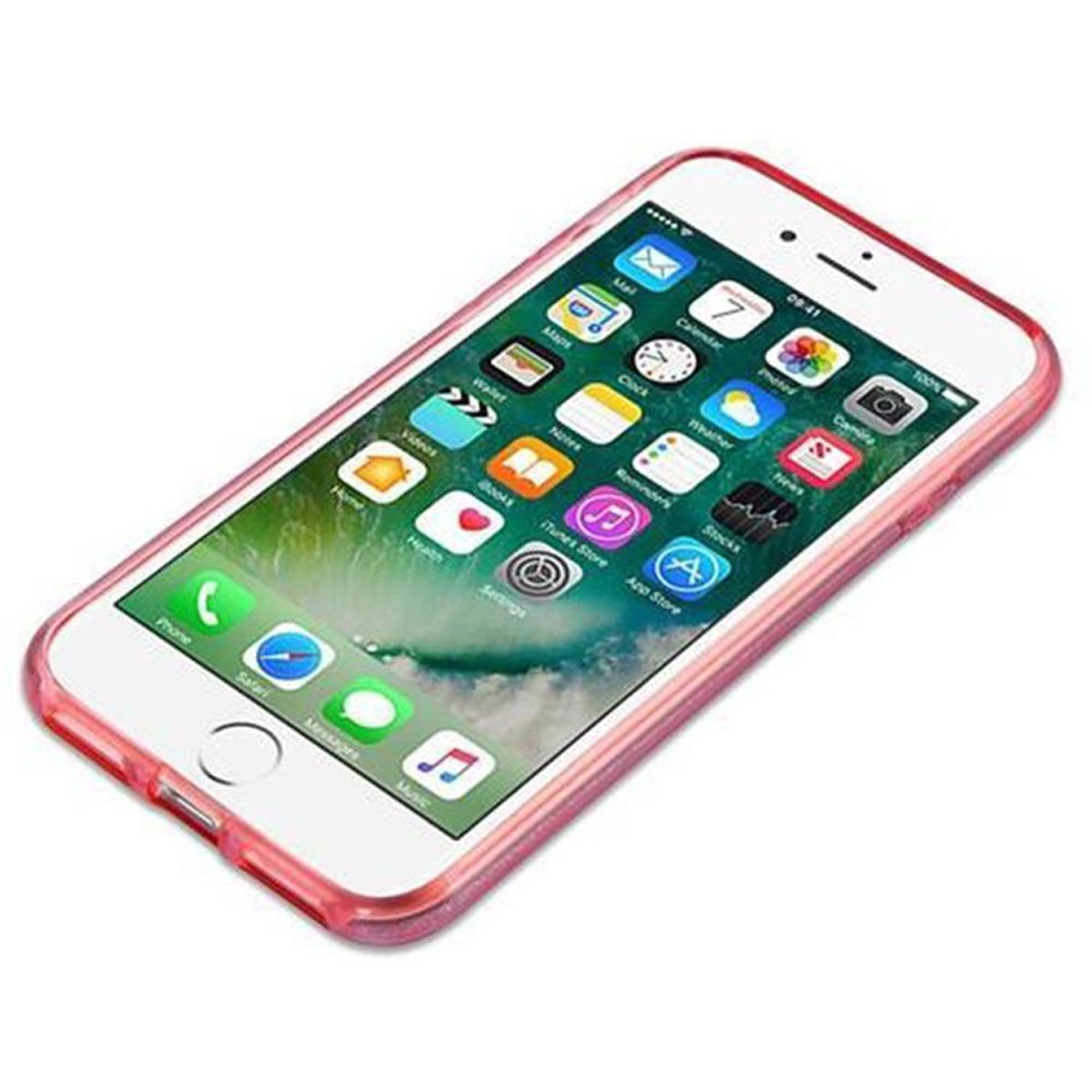 8 Glitzer iPhone 2020, 7 im 7S STERNENSTAUB Hülle Case / CADORABO / Hard Design, Schutzhülle Apple, PINK / Backcover, SE