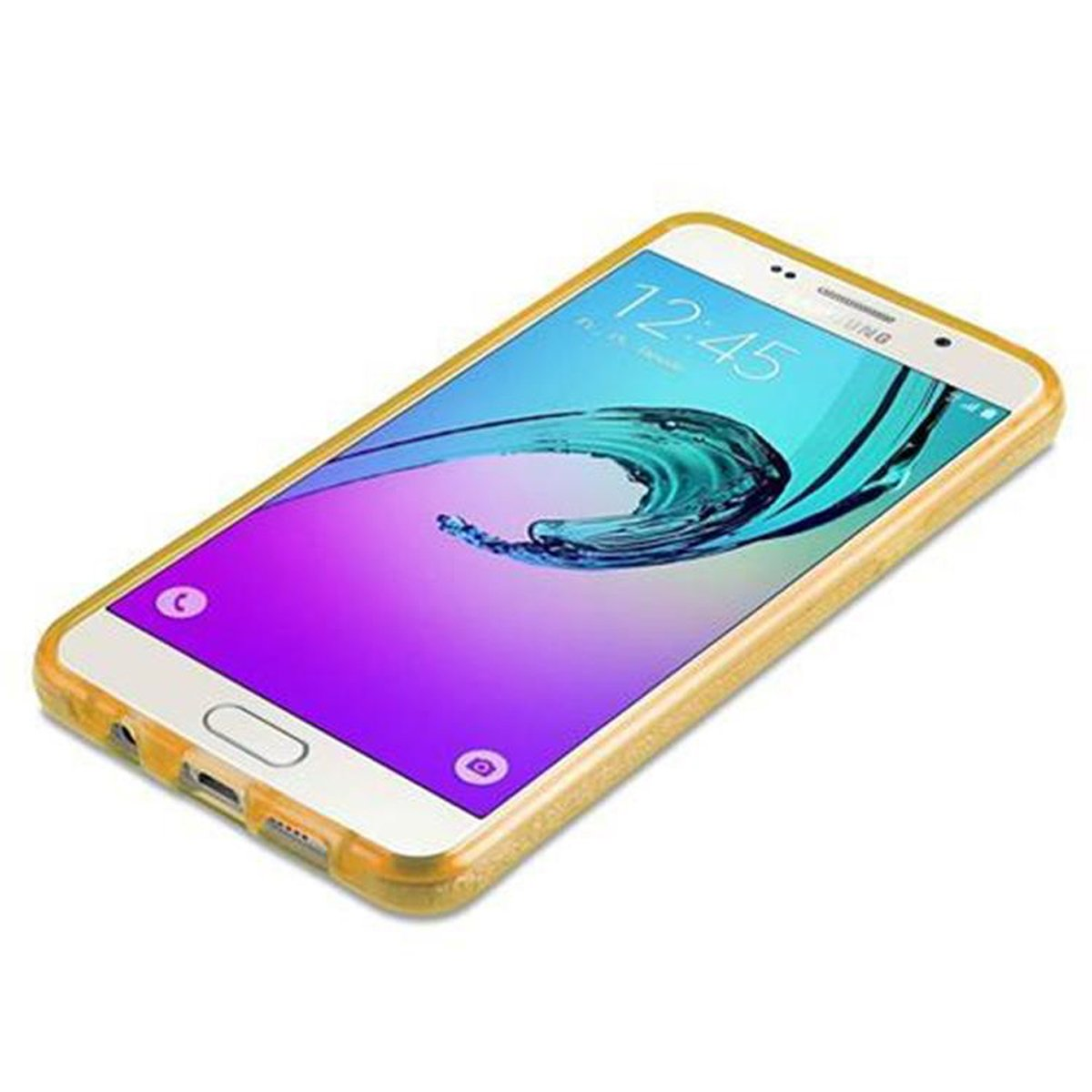 CADORABO Hülle Hard Samsung, Glitzer GOLD Backcover, Galaxy im A3 Schutzhülle 2016, STERNENSTAUB Case Design